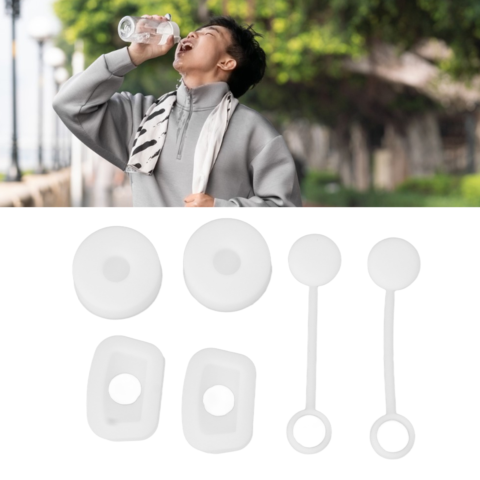 Auslaufsicherer Silikonverschluss Für Stanley-becherdeckel, Silikon-reiseverschluss, 6-teiliges Set, Weiß