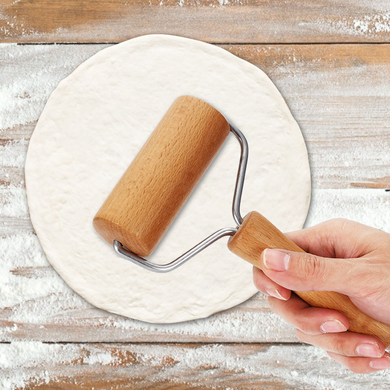 Nudelholz Aus Massivholz, Pizza- Und Ravioli-nudelholz Mit Griff, Küchenutensil