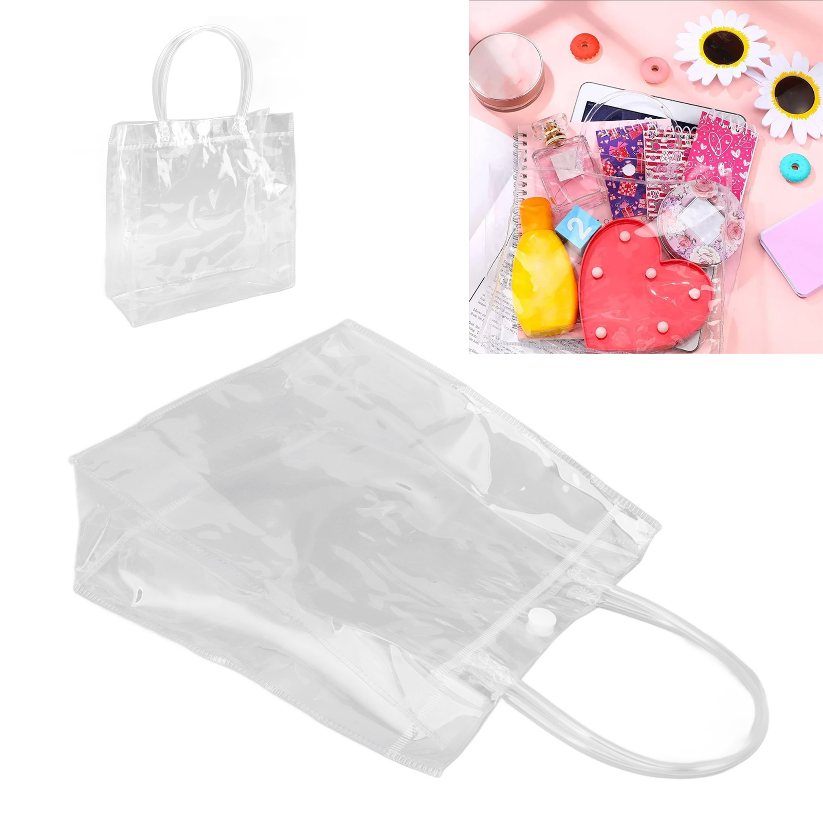 30 Durchsichtige Pvc-tragetaschen, Geschenktüten Für Milchtee, Souvenirtüten, Kulturbeutel, Promi-handgepäck Online Erhältlich