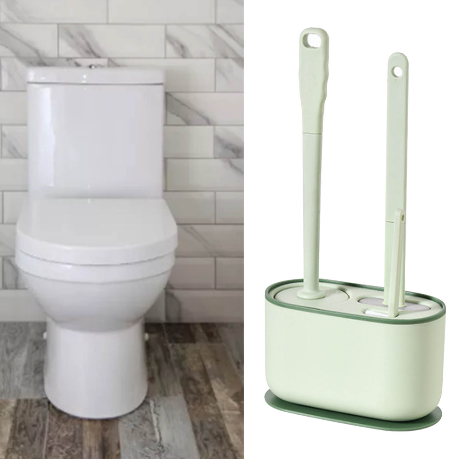 Wandmontierte Wc-bürste Mit Langem Griff, Wandmontage-badezimmerreinigungsset, Erdbeergrün.