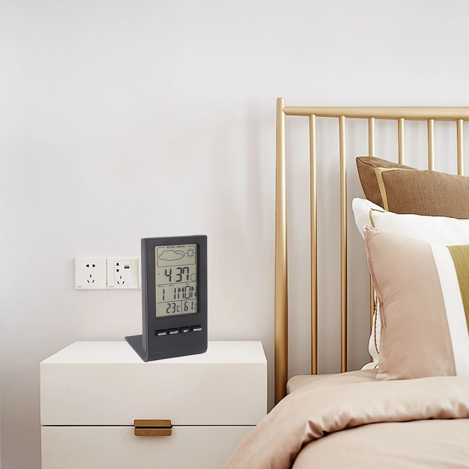 Digitales Thermometer Und Hygrometer Mit Wecker, Ewigem Kalender, Nässe- Und Trockenthermometer Sowie Wetteranzeige (schwarz)
