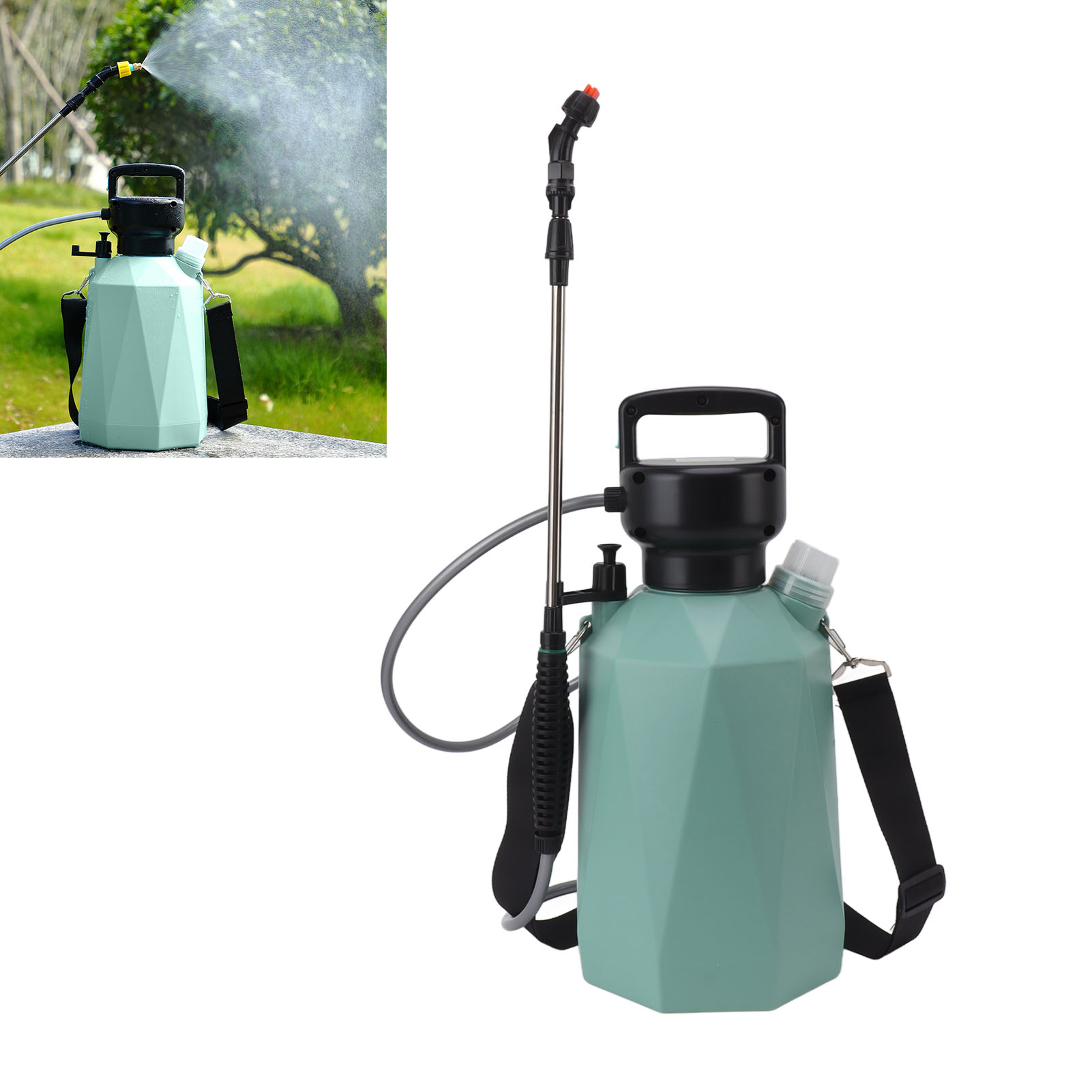 Elektrische Sprühflasche In Diamantform Mit Großem Fassungsvermögen (3,7 V, 5 L), Speziell Zum Bewässern Von Blumen Und Desinfizieren, Für Den Haus- Und Gartenbau, Grüne Diamantform.