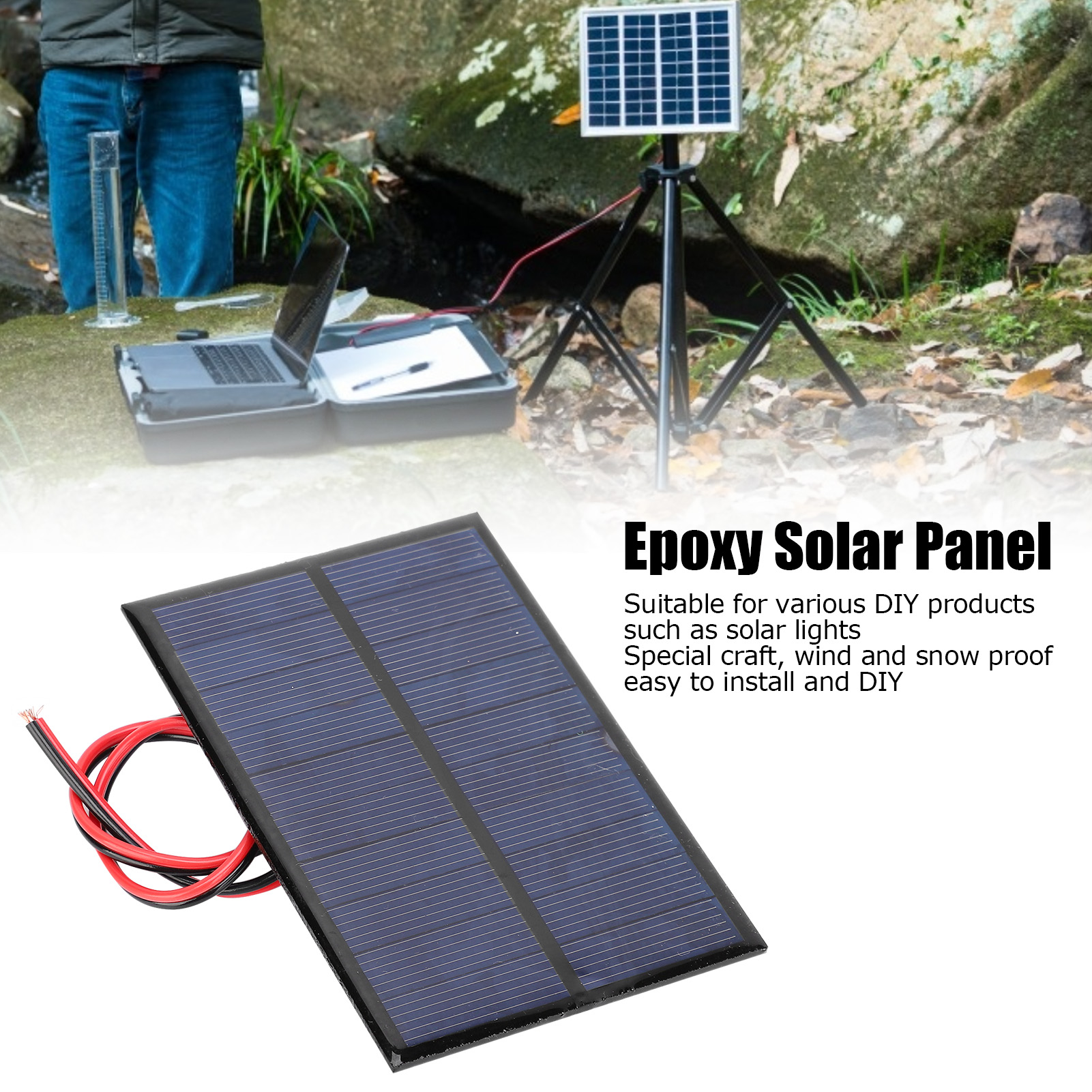 5v 200ma Epoxidharz-solarpanel + 30cm Rotes Und Schwarzes Kabel