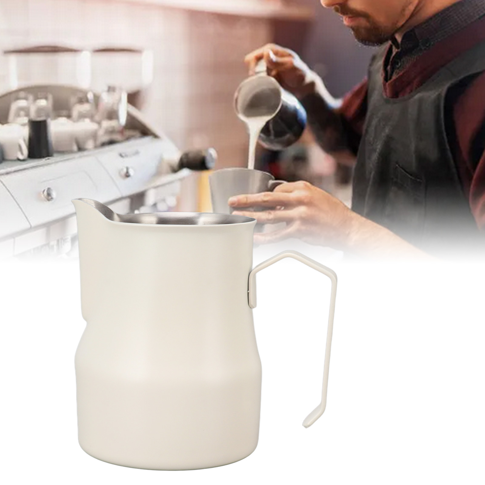 Messbecher Aus Italienischem Edelstahl 304 Mit Ausgießer, Milchaufschäumer, Milchkännchen, Milchaufschäumbecher, Latte-art-becher, Mattweiß, 550 Ml