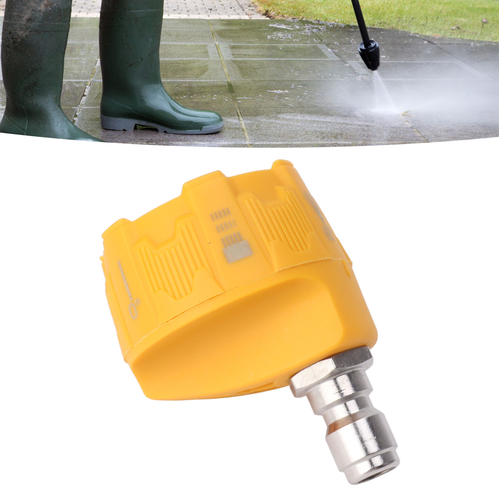 Hochdruck-wasserpistolendüse Mit 1/4"-schnellanschluss, Edelstahl, Sechsfach Verstellbare Multifunktionsdüse, Gelb