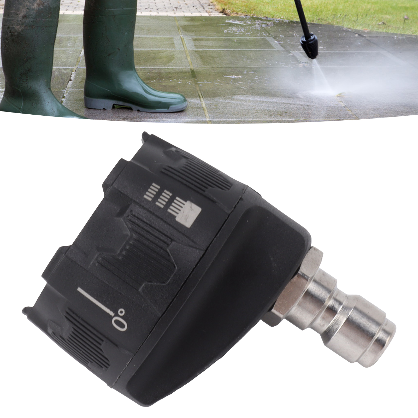 Hochdruck-wasserpistolendüse Mit 1/4"-schnellanschluss, Sechsfach Verstellbare Multifunktionsdüse Aus Edelstahl, Schwarz