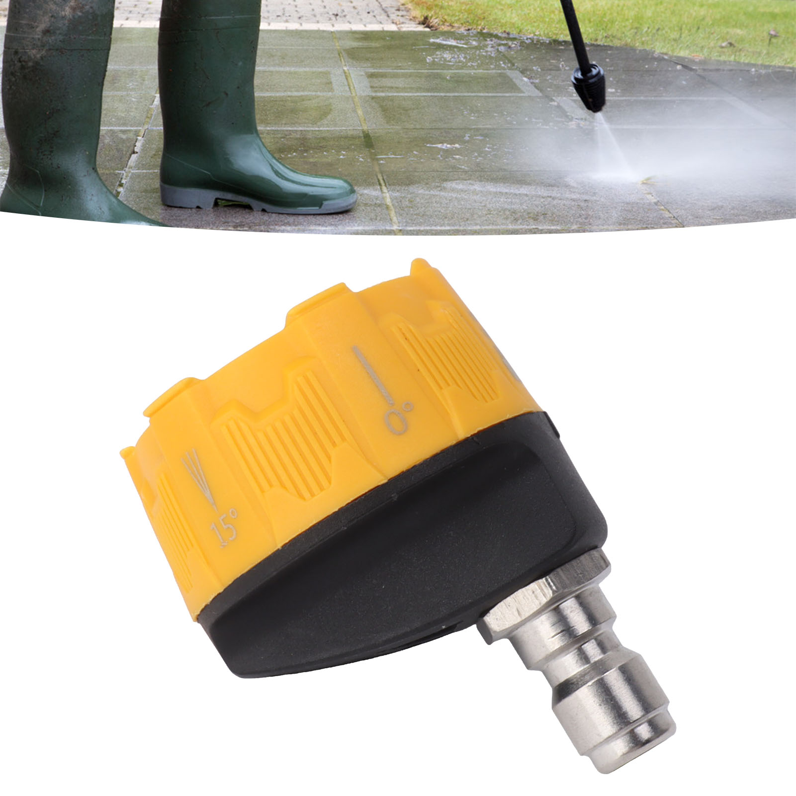 Hochdruck-wasserpistolendüse Mit 1/4"-schnellanschluss, Sechsfach Verstellbare Multifunktionsdüse Aus Edelstahl Mit Schnellanschluss, Zweifarbig Schwarz-gelb.
