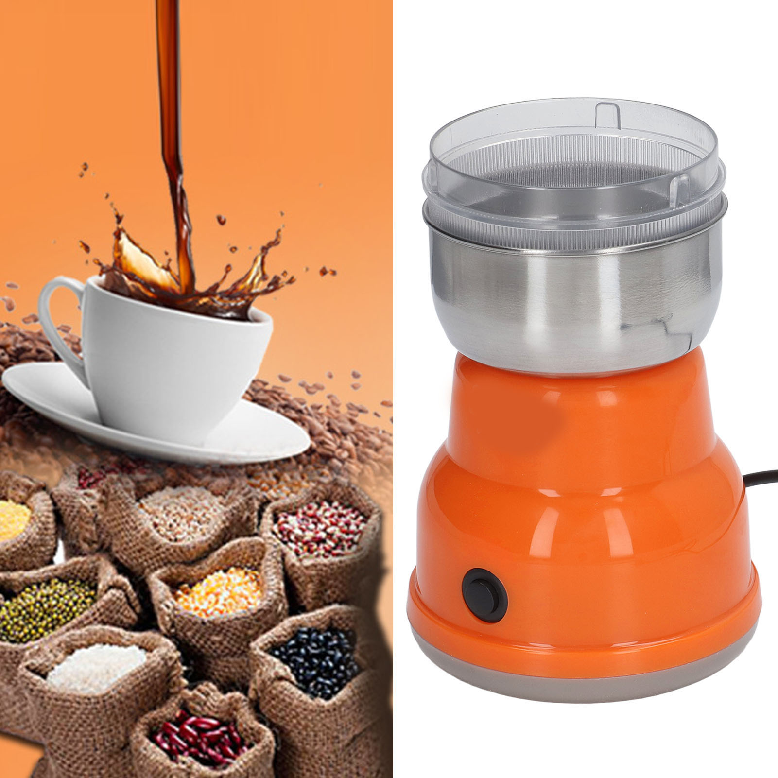 Elektrische Kaffeemühle Mit 200 W Leistung Zum Mahlen Von Kaffeebohnen, Gewürzen Usw., Mit Edelstahlklingen, Europäischer Standard 220 V.