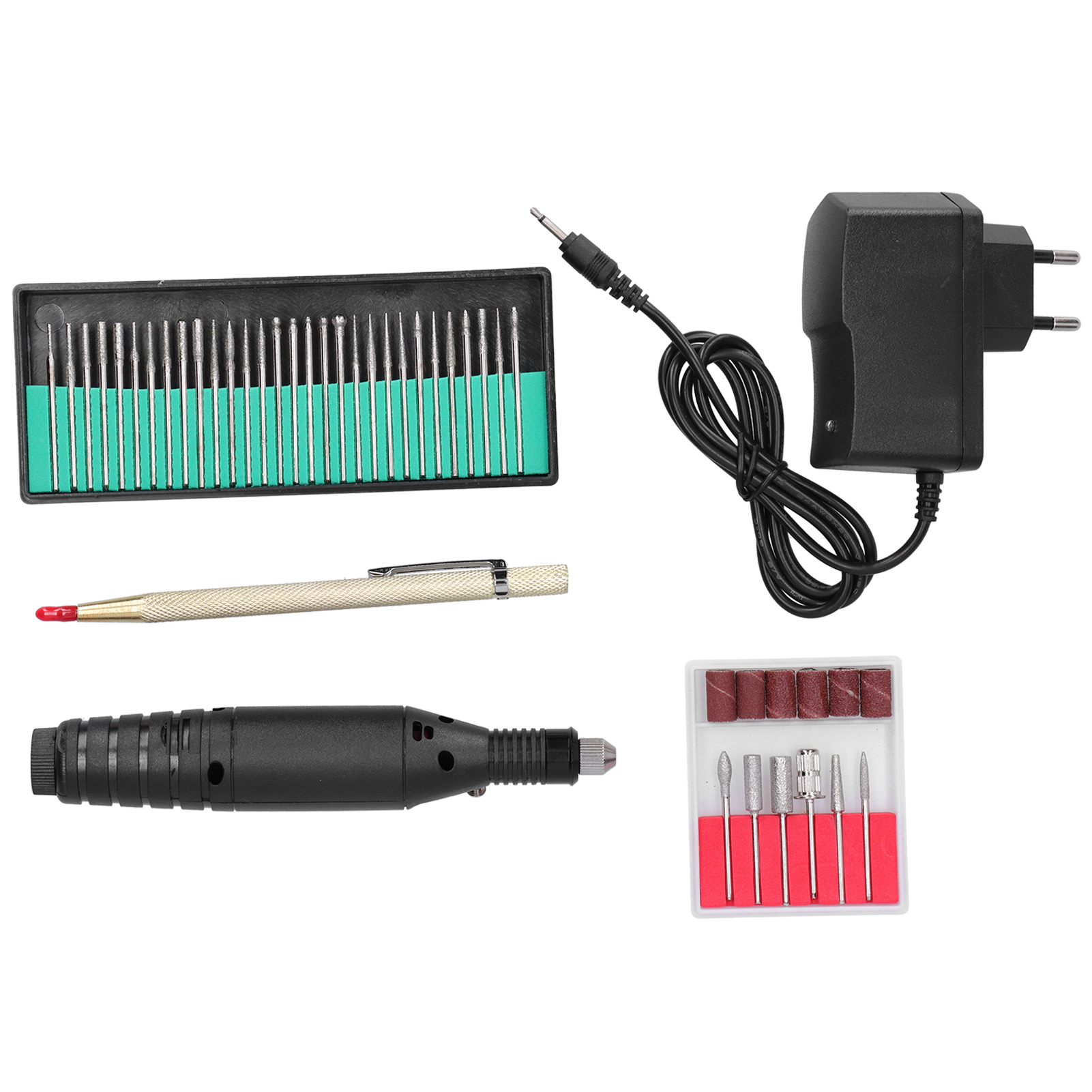 Elektrischer Winkelschleifer Mit Einstellbarer Drehzahl, Elektrischer Gravierstift + Zubehör (60-teiliges Set), Europäischer Standard 100–240 V Wechselstrom