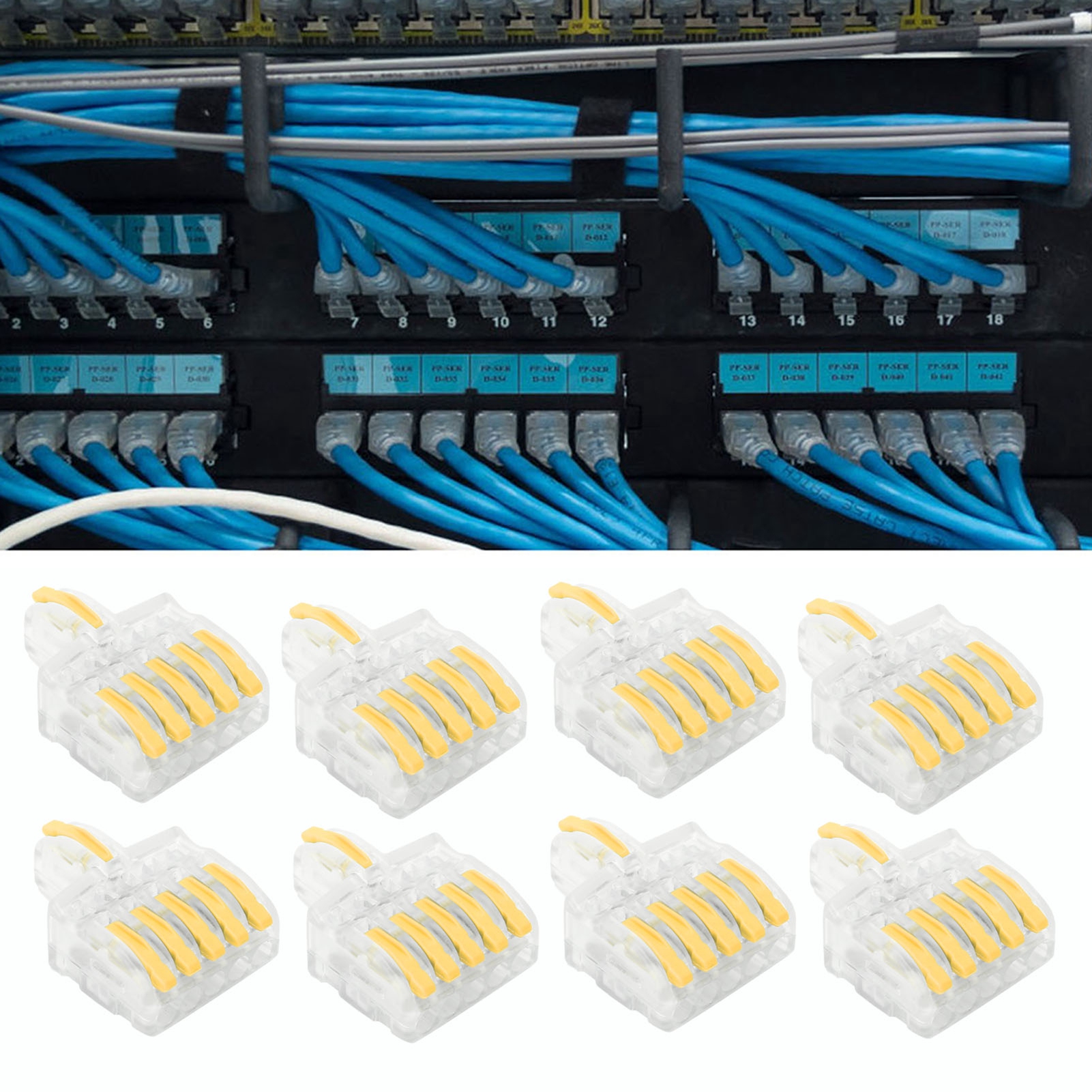 20 Transparente T-förmige Schnellanschlussklemmen, Druckknopf-splitteranschluss, Parallelanschluss, Ein Eingang Und Fünf Ausgänge, Transparenter Spl-f15 (gelb)