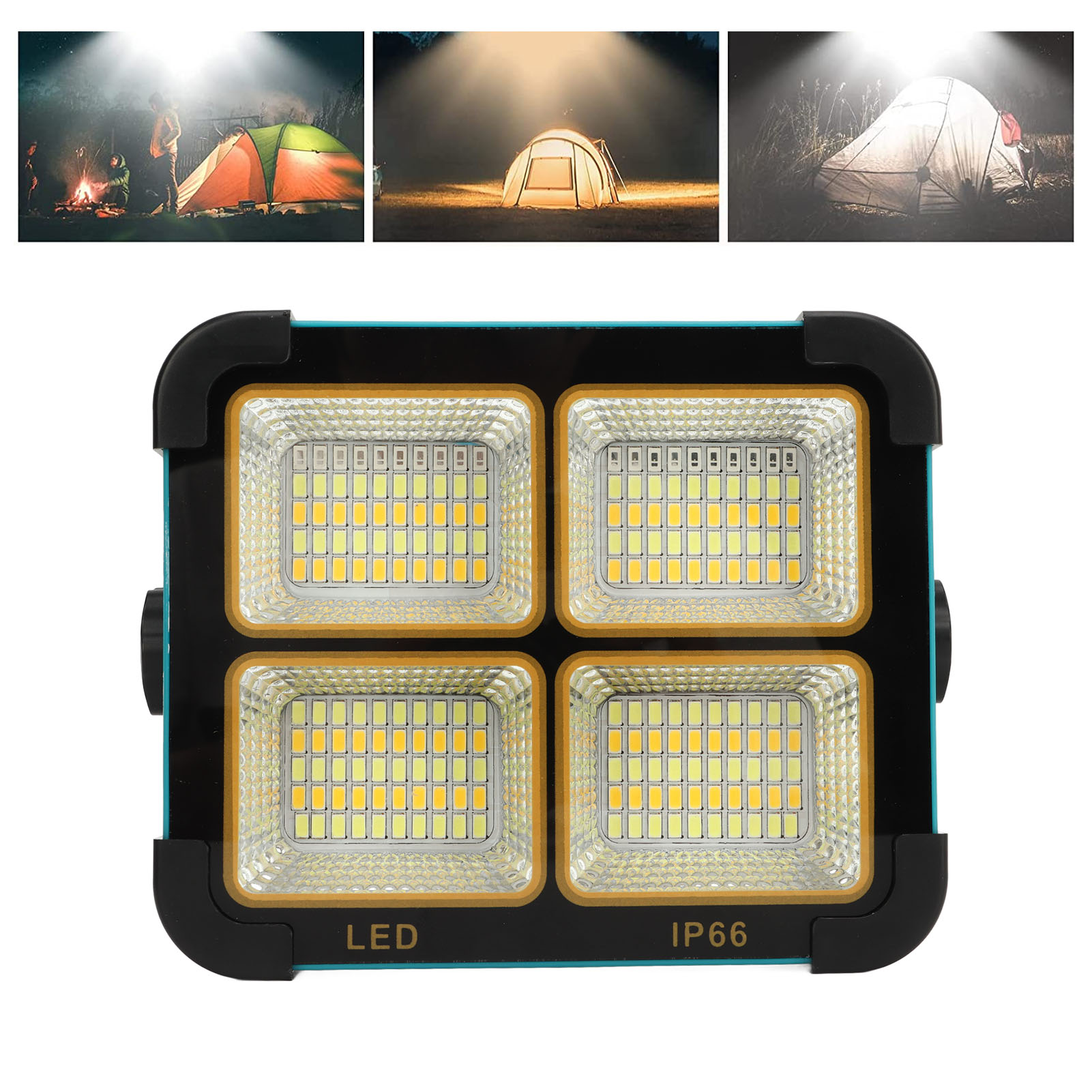 Tragbare Solar-led-arbeitsleuchte (100 W, 10.000 Lm), Wasserdicht, Wiederaufladbar, Für Baustellen Im Freien, Notbeleuchtung, Kfz-reparaturen Nach Hurrikanen