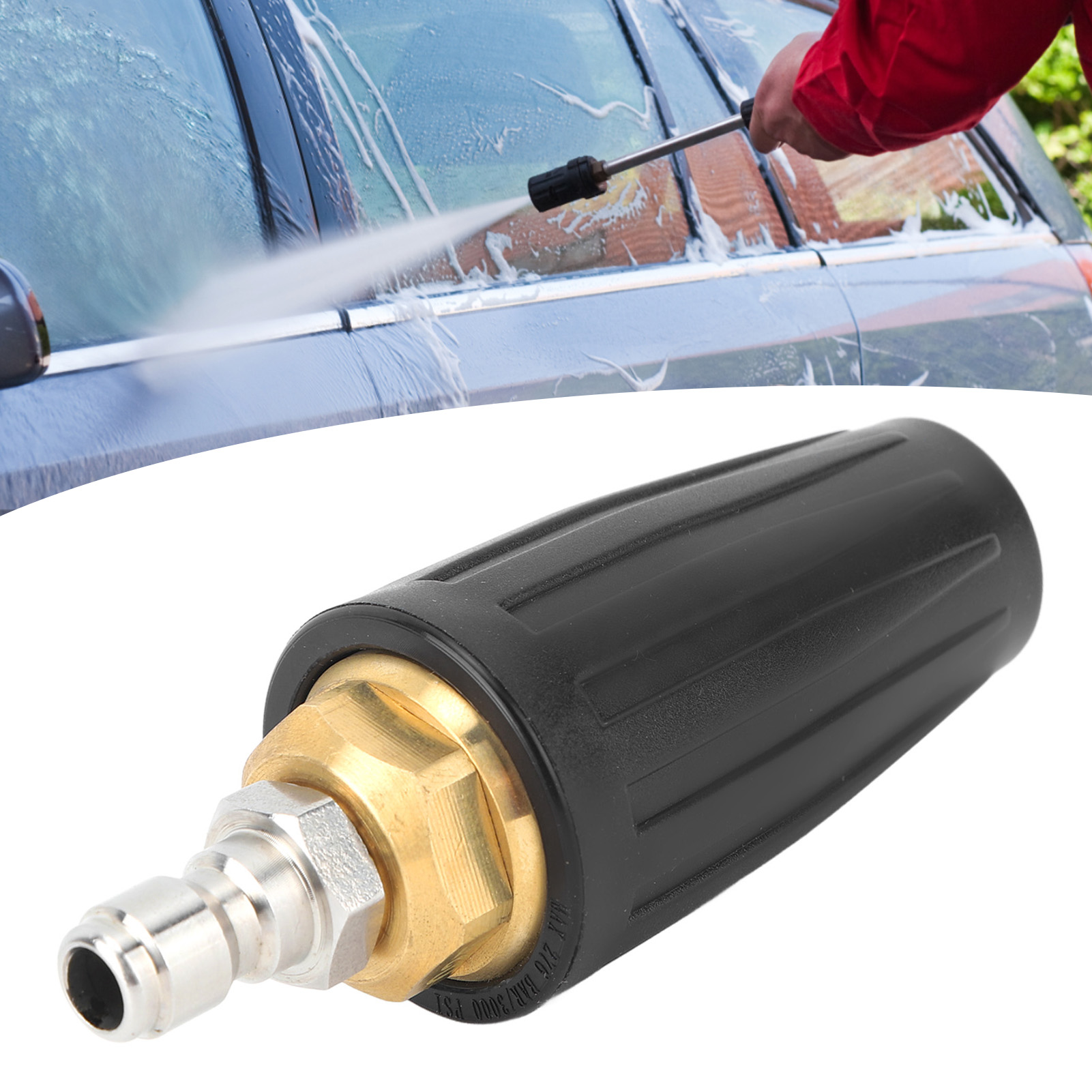Rotierende Turbinendüse Für Hochdruckreiniger, 1/4-zoll-anschluss, Hochdruck-wasserpistole, 3000 Psi, Schwarz