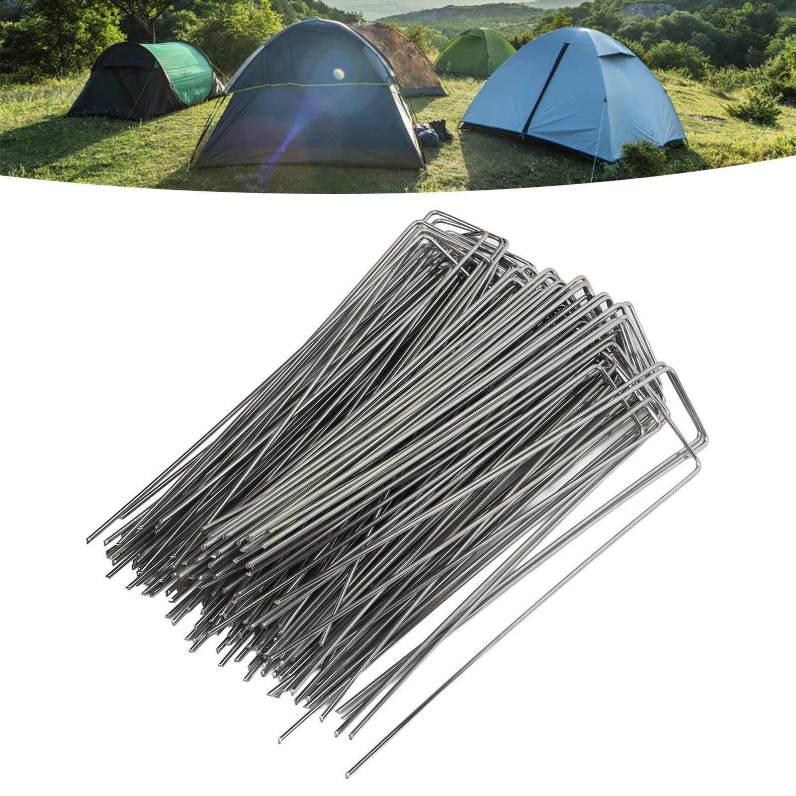 U-förmige Erdanker, Feuerverzinkter Stahldraht, Erdabdeckungsanker, Abgewinkelte, Spitze Erdanker, Rasenanker, Unkrautvlies, Gartengeräte, 2,5 Mm Dick.