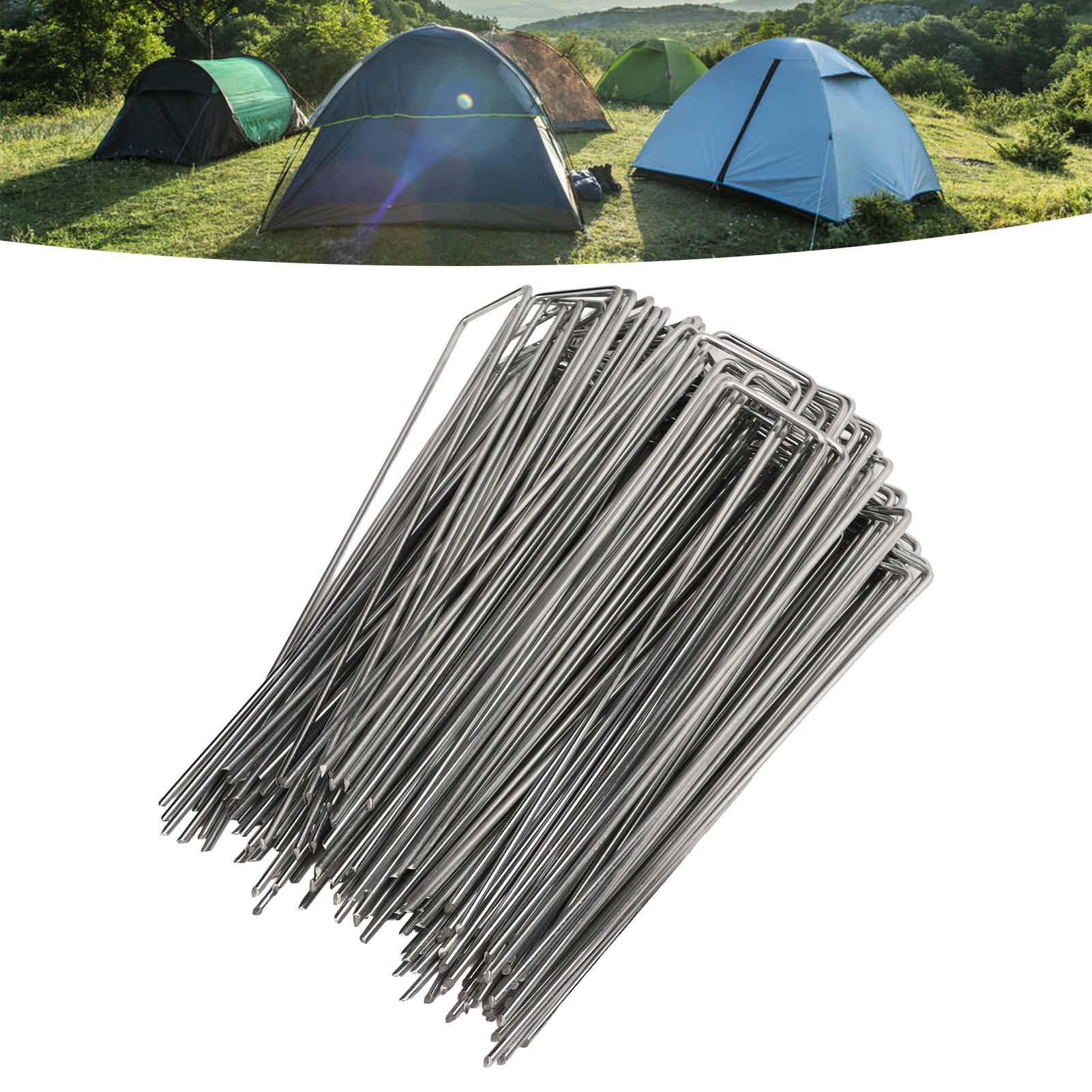 U-förmige Erdanker, Feuerverzinkter Stahldraht, Erdmanschetten, Abgewinkelte, Spitze Erdanker, Rasenanker, Unkrautvlies, Gartengeräte, 3,0 Mm Dick.