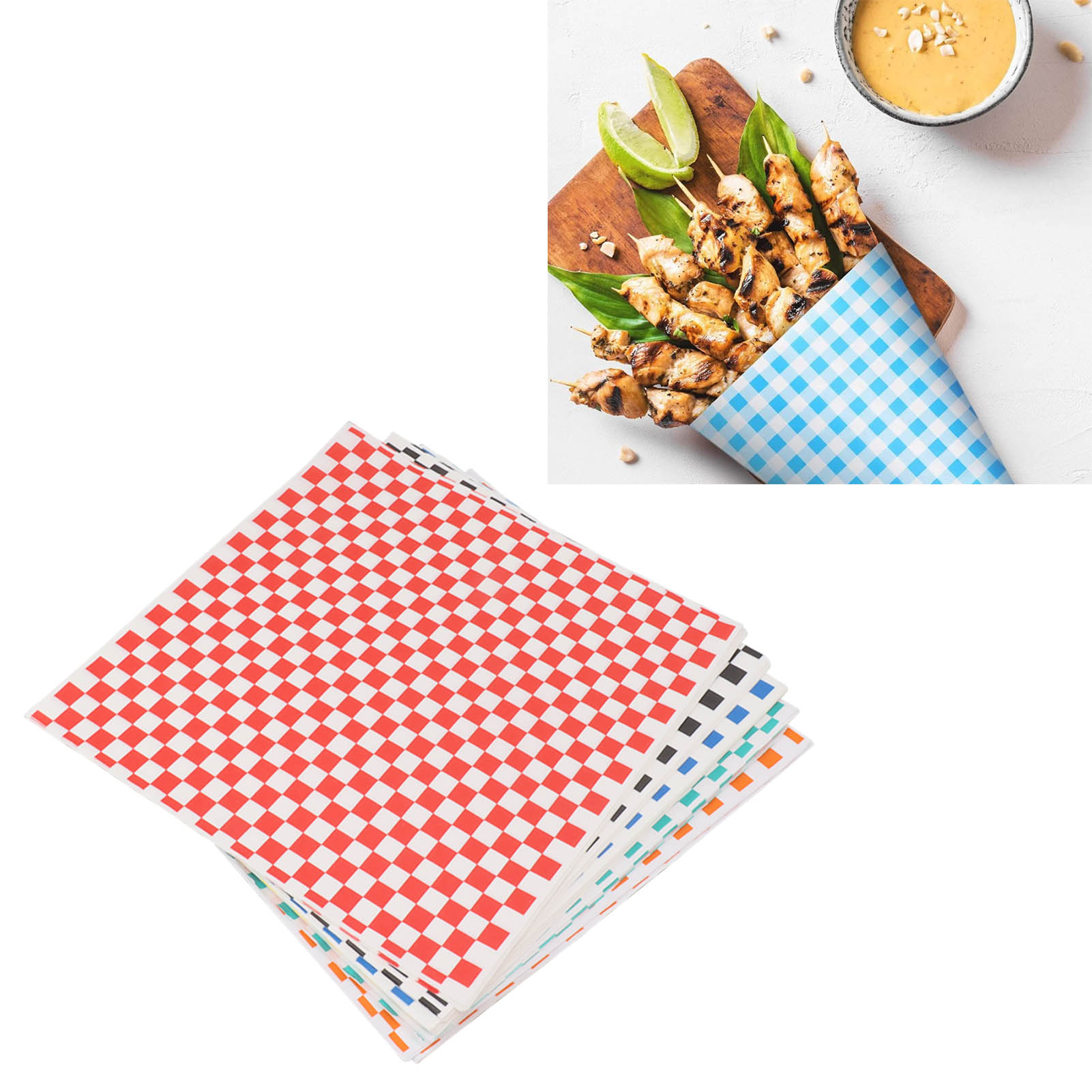 Packung Mit 240 Blatt Kariertem Wachspapier Für Wurstwaren, Sandwiches, Lebensmittelkörbe Und Catering-verpackungen.