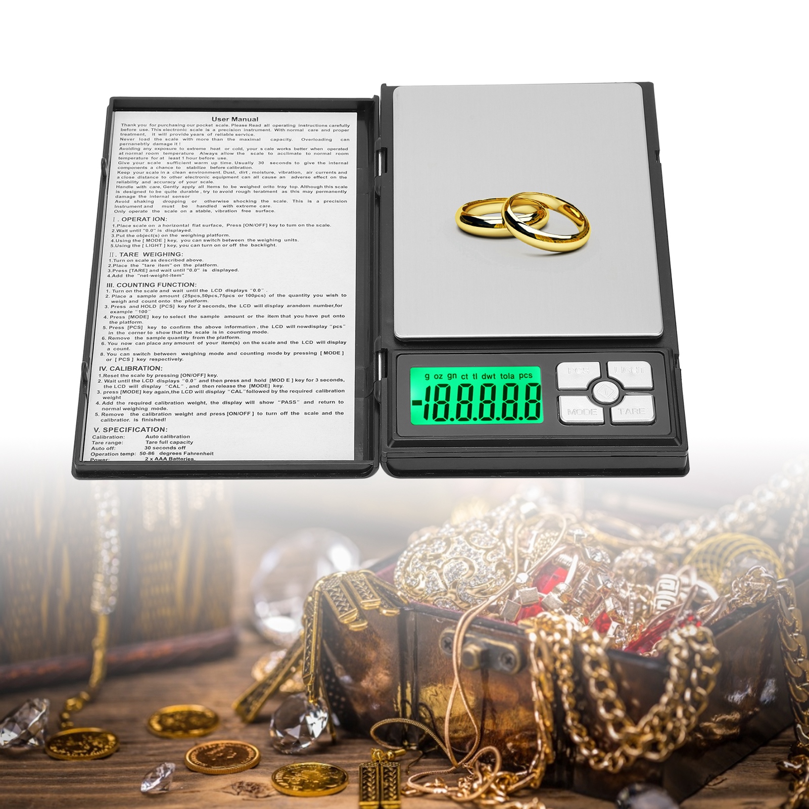 Bds 1108-1 Tragbare Präzisions-schmuckwaage, Mini-elektronikwaage 500 G/0,01 G