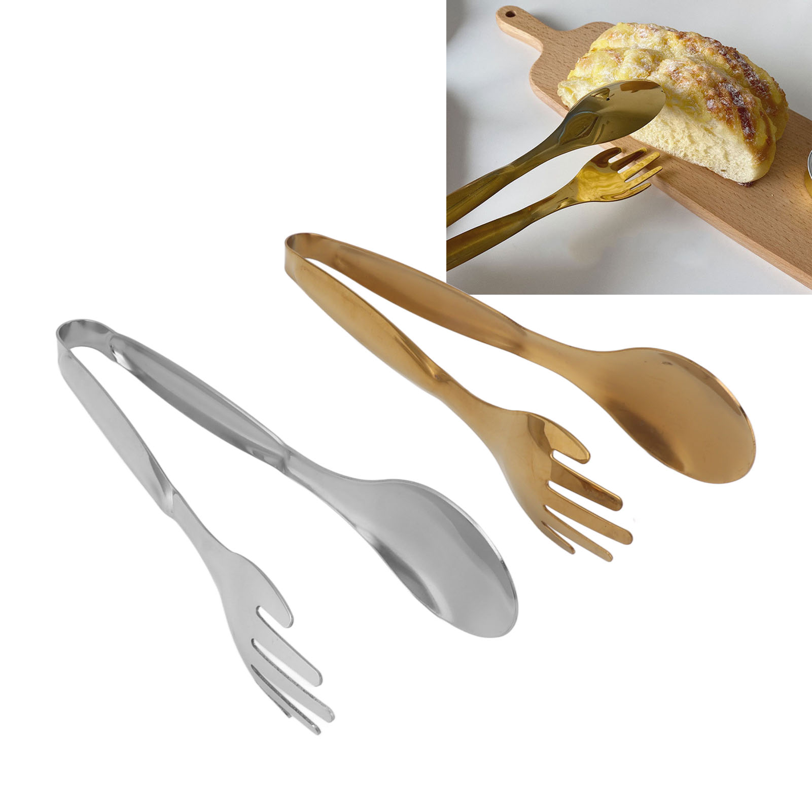 Buffetzangen Aus Goldenem Und Silbernem Edelstahl, Brotzangen, Beilagenzangen Für Chinesisches Fondue