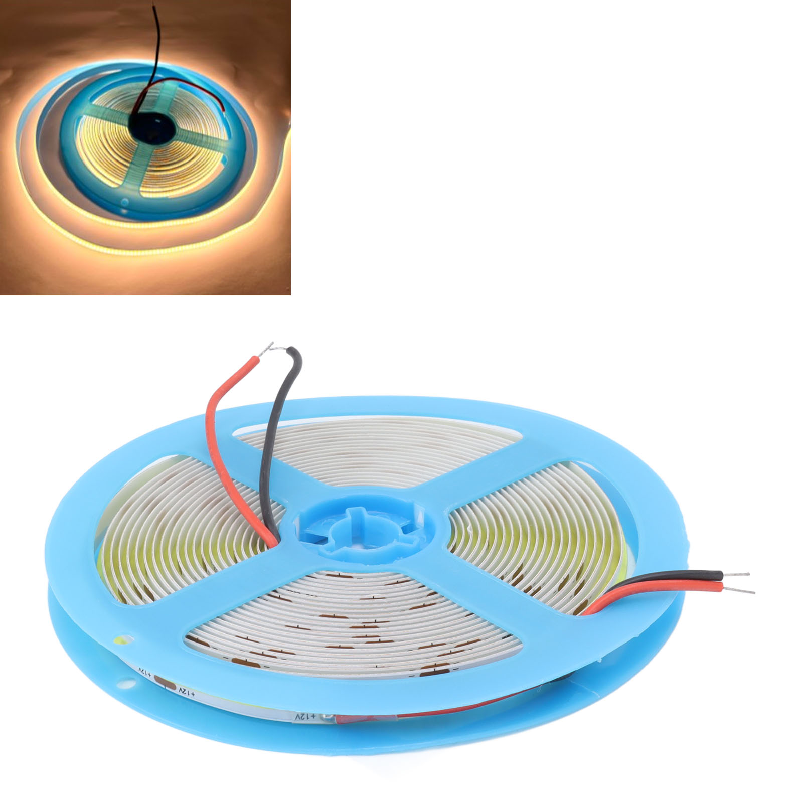 Neue Generation Von Niedervolt-cob-led-lichtstreifen, 5 M Langer, Selbstklebender, Flexibler Lichtstreifen Für Den Innen- Und Außenbereich, 3000 K Warmes Licht.