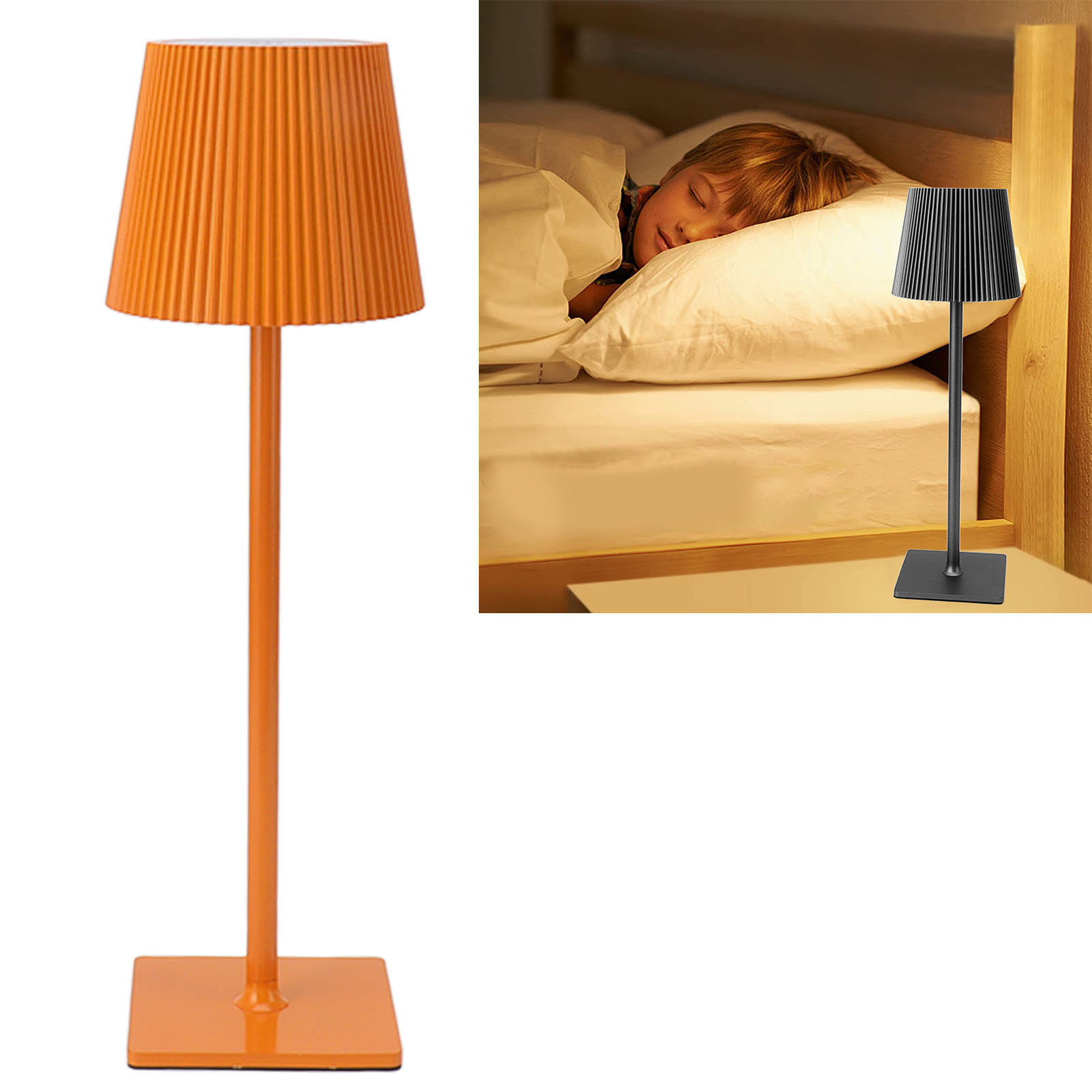 Kabellose Led-schreibtischlampe, Metall-touch-bedienung, Tragbar, Wiederaufladbar, 3 Farbtemperaturen, Dimmbar, Ideal Für Restaurants, Bars, Campingplätze, Nachttische, Orange, Für Den Innen- Und Auße