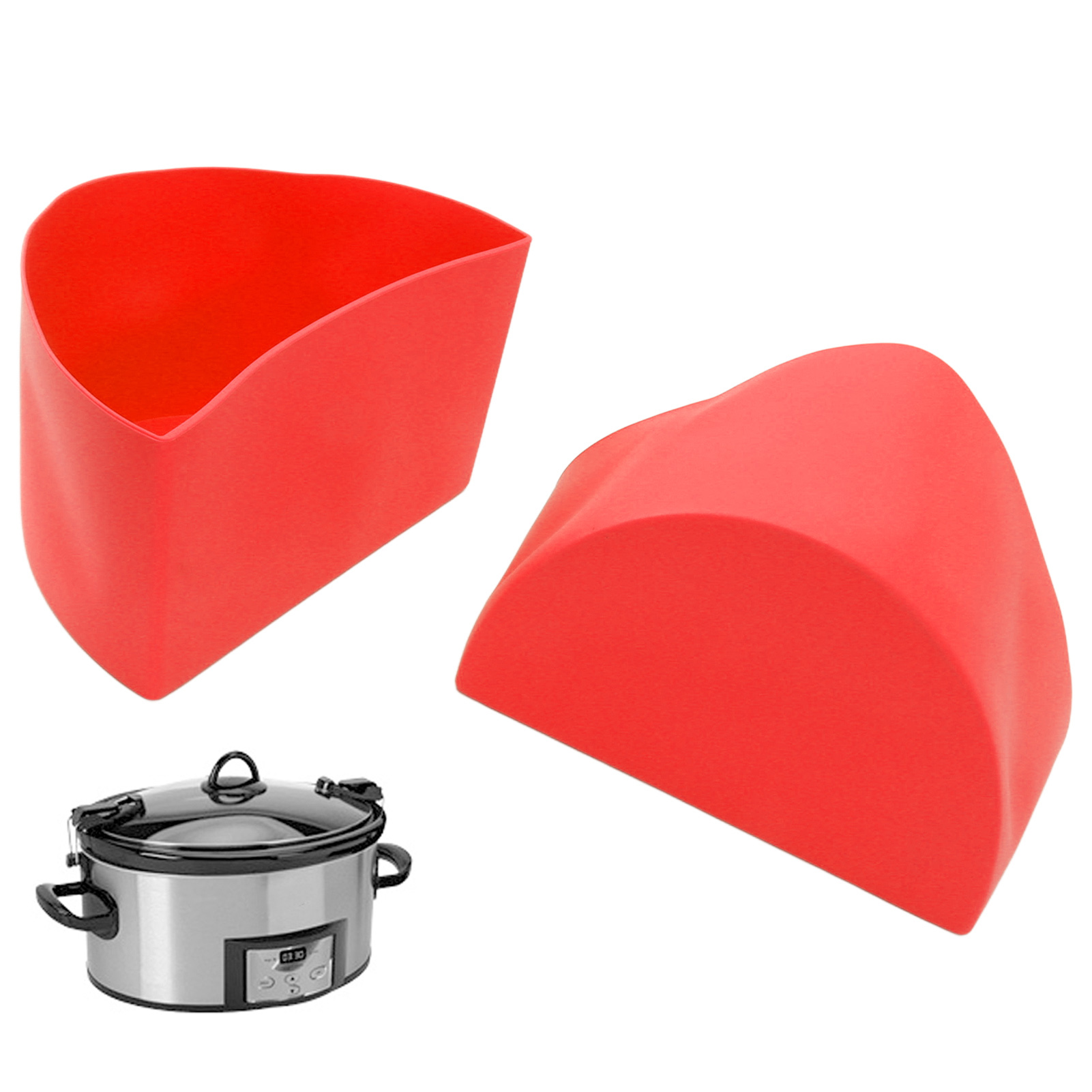 Crockpot 6qt Slow Cooker Trenneinsatz, 2-in-1 Slow Cooker Einsatz, Silikon-innentopf, Rot.
