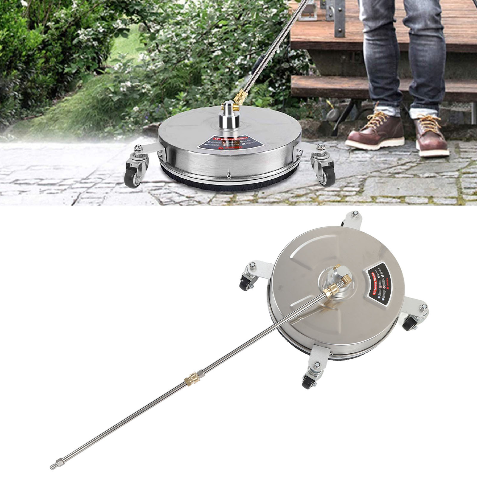Hochdruck-bodenreinigungsmaschine, 33 Cm (13 Zoll), Edelstahl, 4 Räder Mit Verlängerung, 4000 Psi Druck.