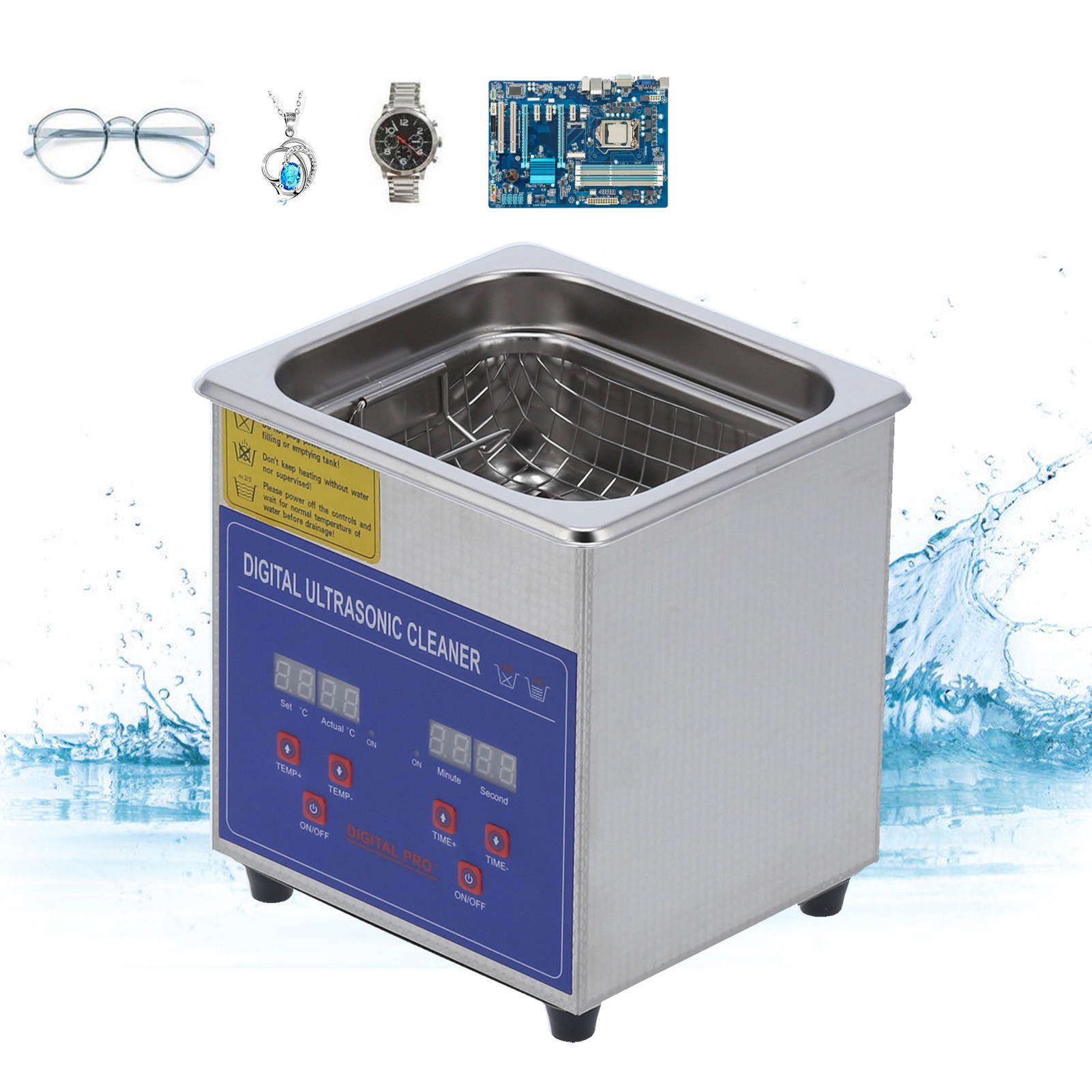 Mh-009s Ultraschallreiniger 1,3 L, 40 Khz, Edelstahl, Mit Heizfunktion Und Timer, Digitalanzeige, Europäischer Standard Ac 200-240 V.
