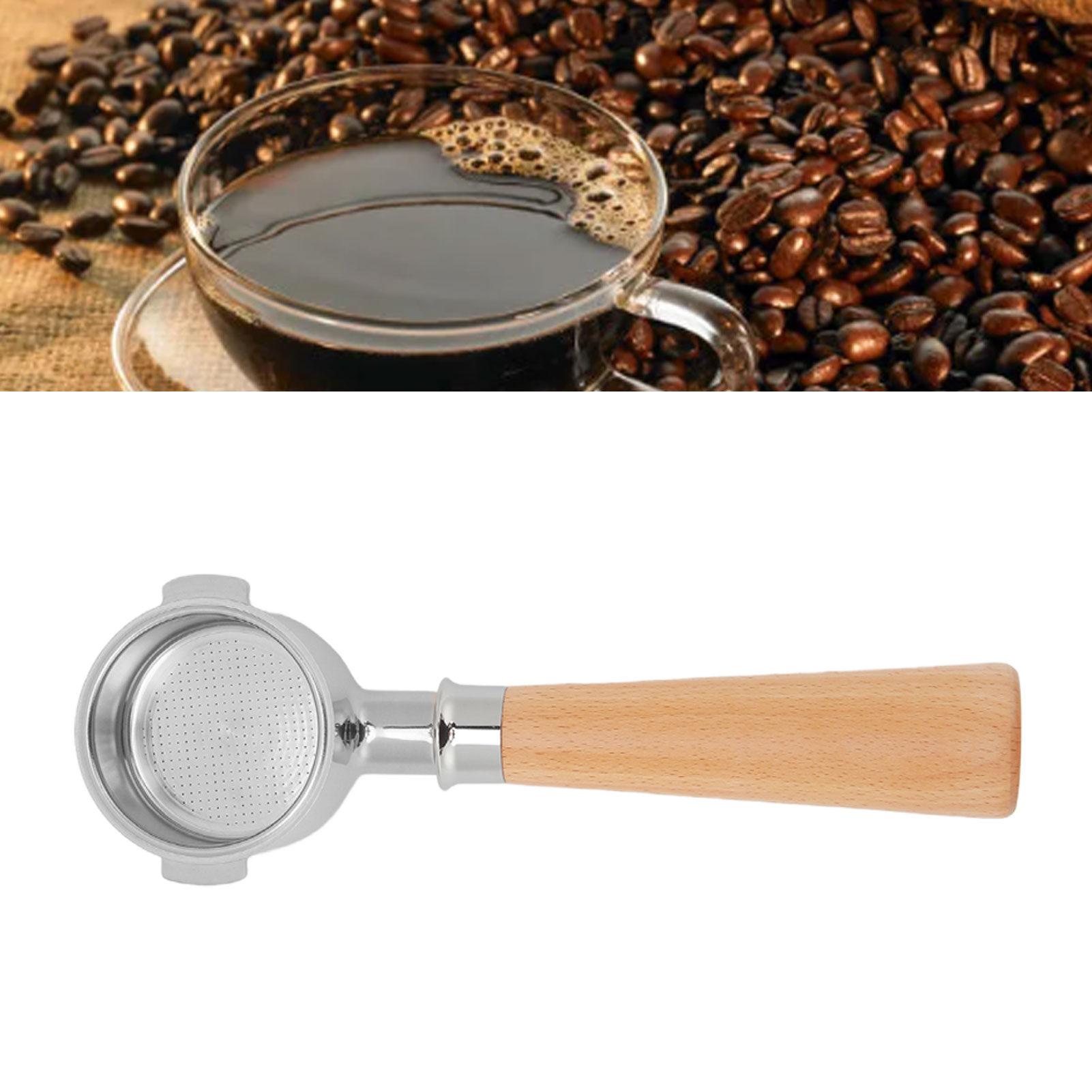 De'longhi Eco310 Kaffeemaschinengriff Aus Edelstahl, Modell A2, Farbe Buche Natur (zwei Griffe, Griff Ohne Sockel), 51 Mm