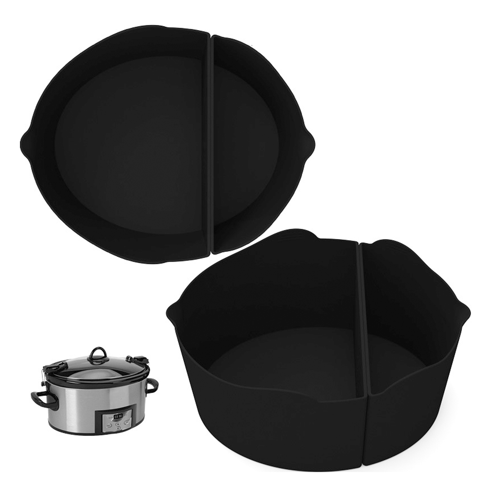 Crockpot 6qt Schongarer Mit Ausgießer Und Griff, 2-in-1 Silikon-innentopf, Schwarz.