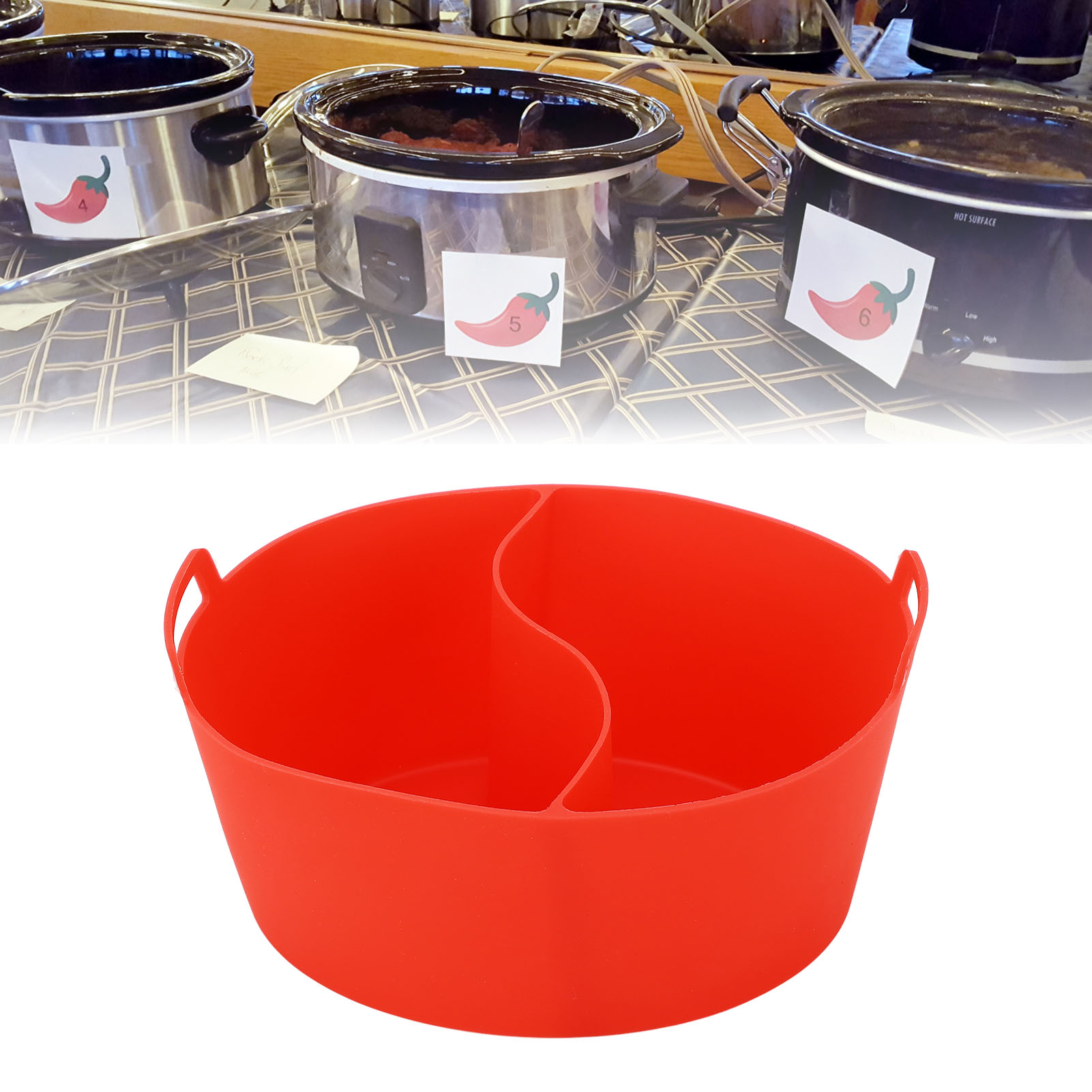 Innenteiler Aus Silikon Für Schongarer, Wasserdicht Und Wiederverwendbar, Für Crockpot 6qt Schongarer, Rot.