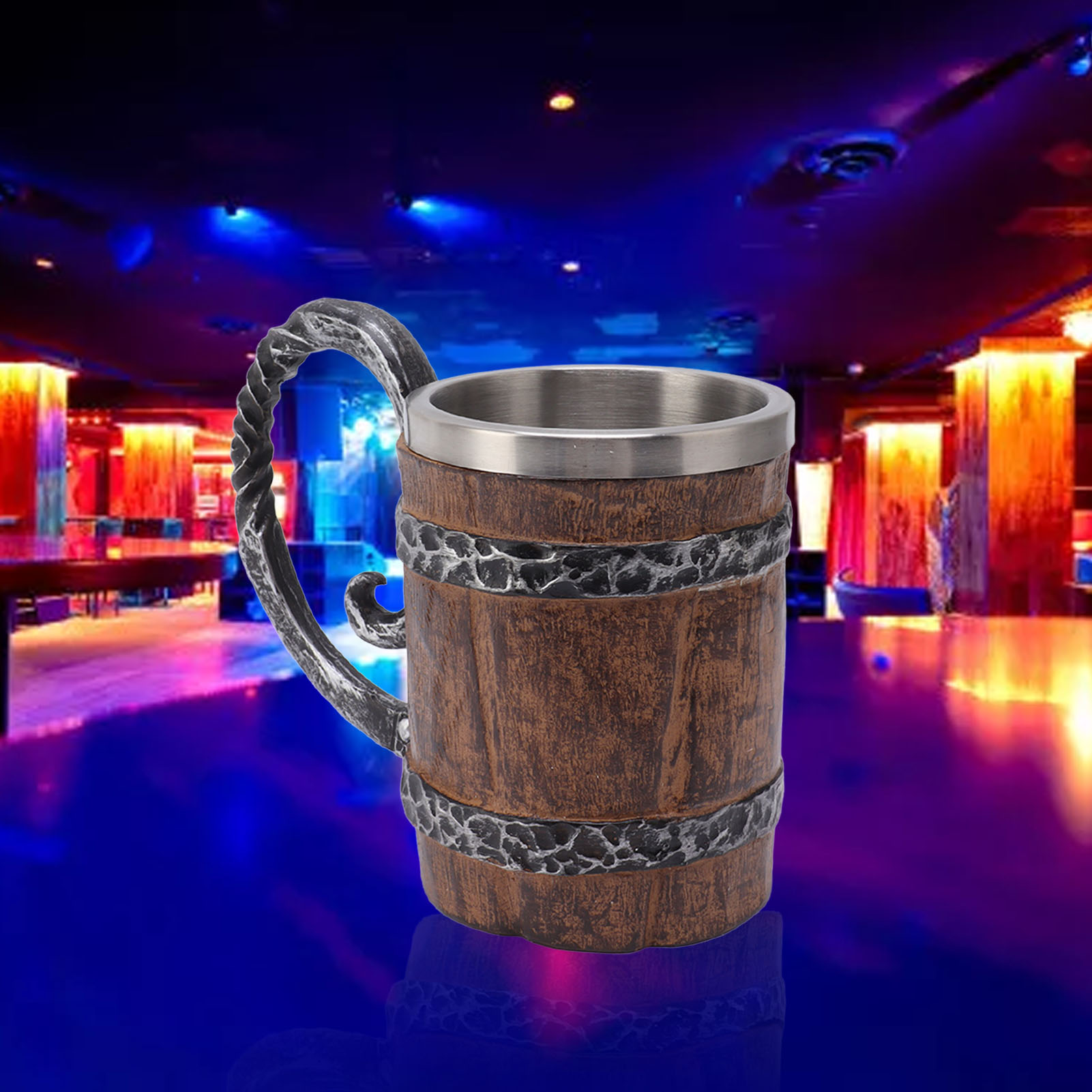 Bierkrug Aus Edelstahl 304 Mit Henkel, Doppelwandige Flasche, Piratenkrug, Großes Mittelalterliches Weinglas Im Fantasy-stil