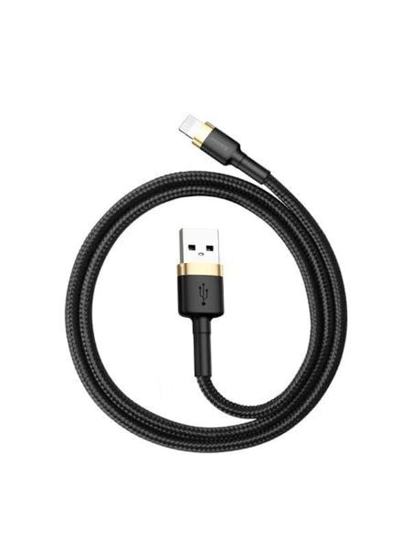 Robustes Nylonkabel USB Iphone Lightning QC3.0 2A 3M Schwarz und Gold