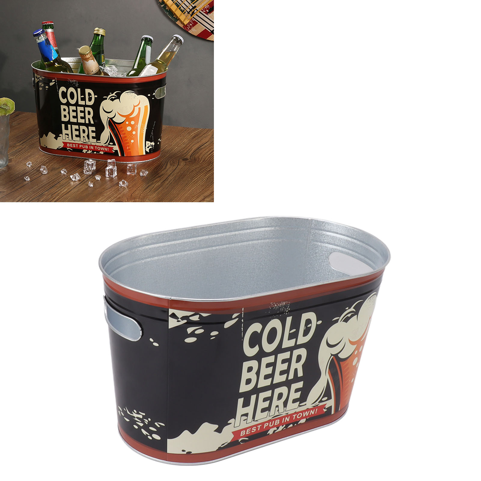 Eisbehälter Für Den Sommer, Geeignet Für Bars, Ktv- Und Grillrestaurants Gekühlte Bierbehälter Trendige Mini-eiskübel Für Kalte Getränke Universal-eiskübel 2210d-0102--cold-beer-here-kleine Größe.