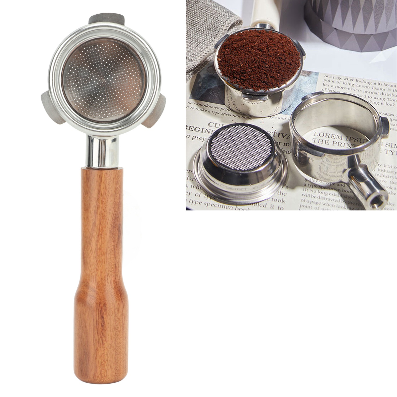 Breville Platinum Series 8 Universal 870/880 Edelstahl-kaffeemaschine, 54 Mm, Bodenloses Fach C1 In Rosenholz