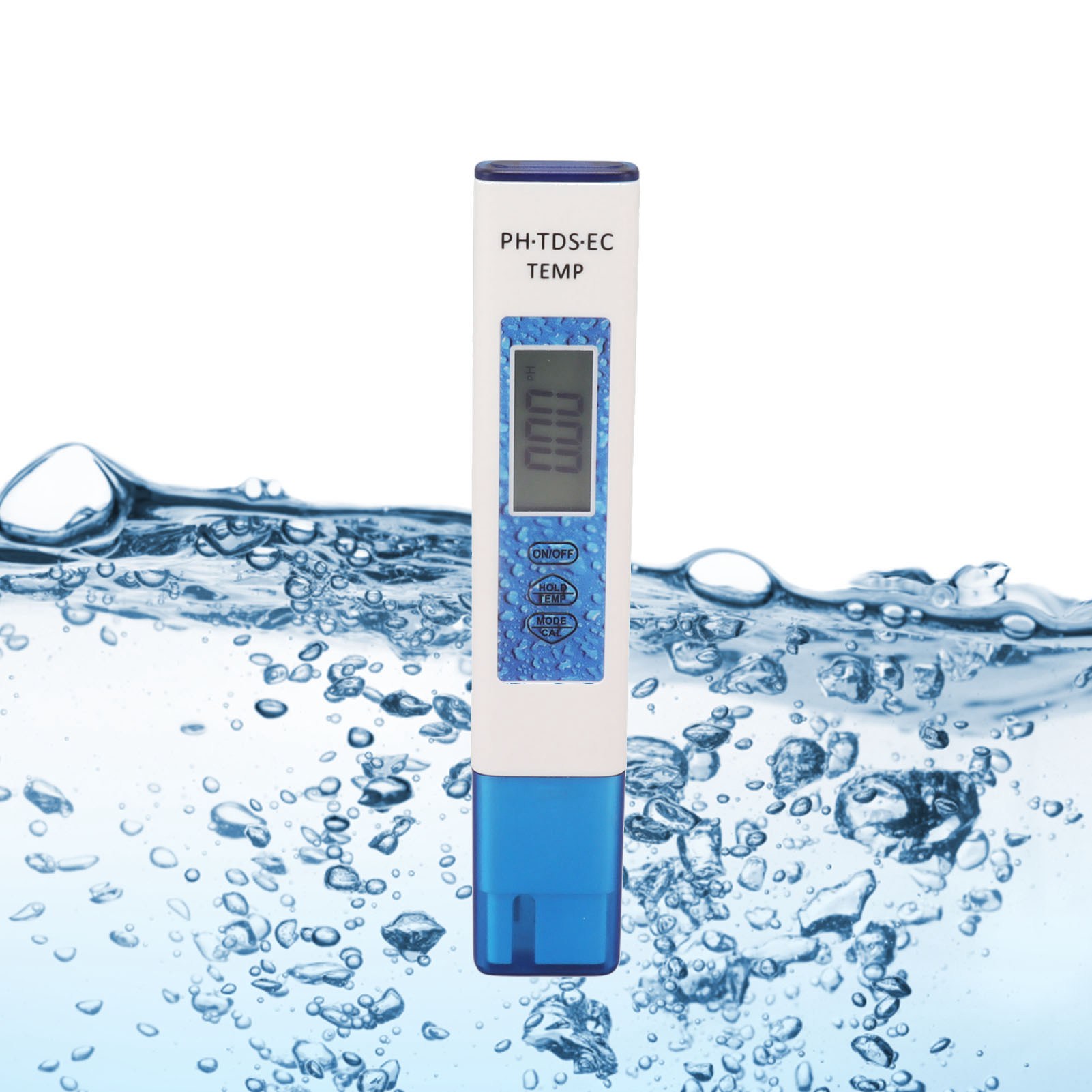 Vier-in-eins-wasserqualitätstester, Tds-stift, Tragbarer Ec-wassertester, Ph-tester, Säuremessgerät (blau)