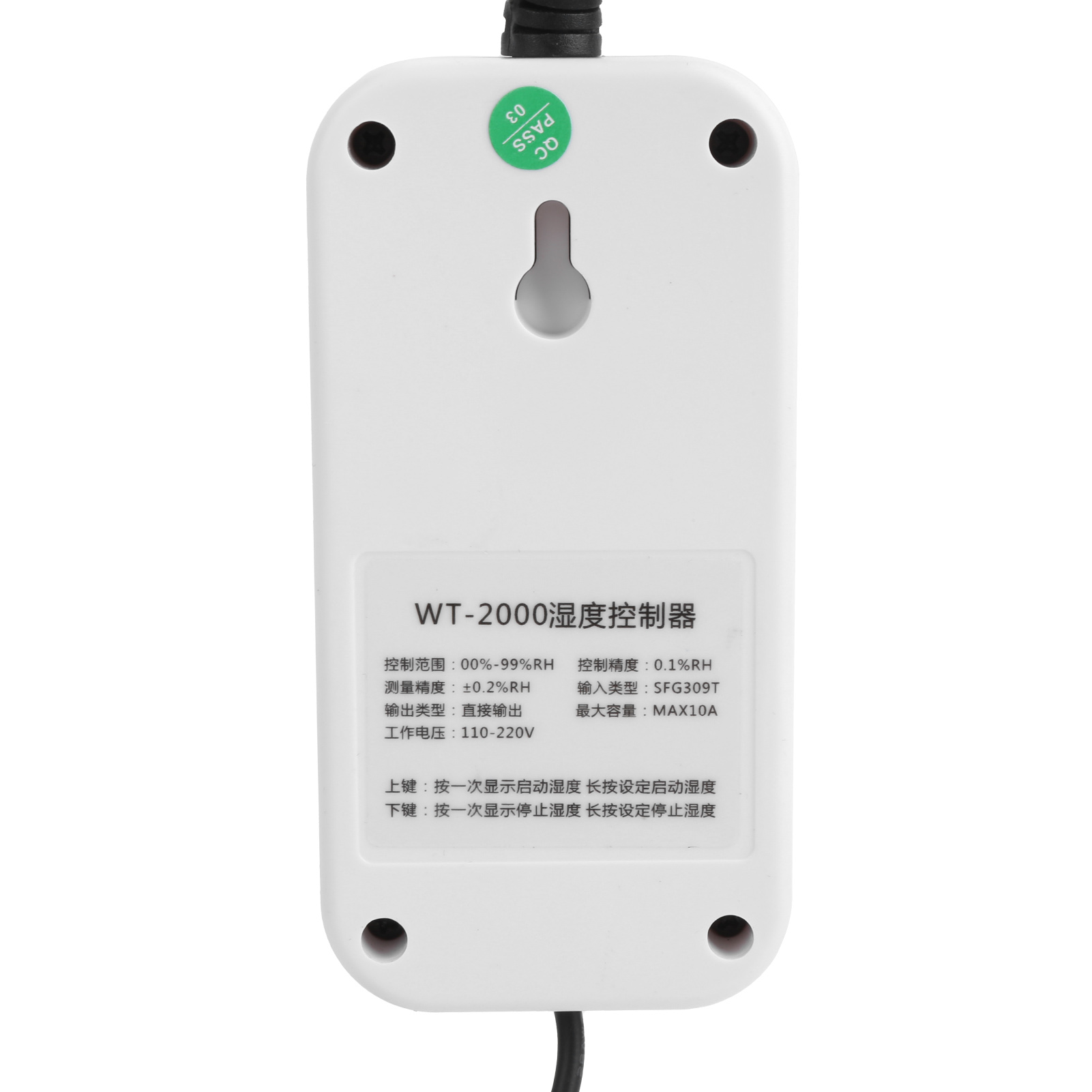 Wt-2000 Digitaler Feuchtigkeitsregler Mit Display, Hochpräzise Feuchtigkeitsschaltbuchse (0%-99% Rh, 110-220v, Europäischer Standard)
