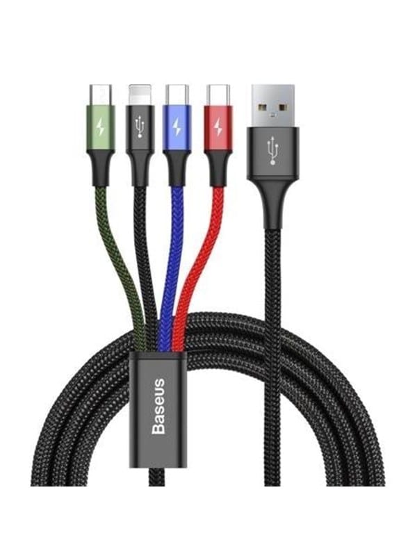 Tresice France - Baseus Kabel usb Kabel 4in1 iPhone / 2x usb Typ c / Micro usb Kabel mit Nylon geflochtenes 3.5A 1.2m schwarz (CA1T4-B01)