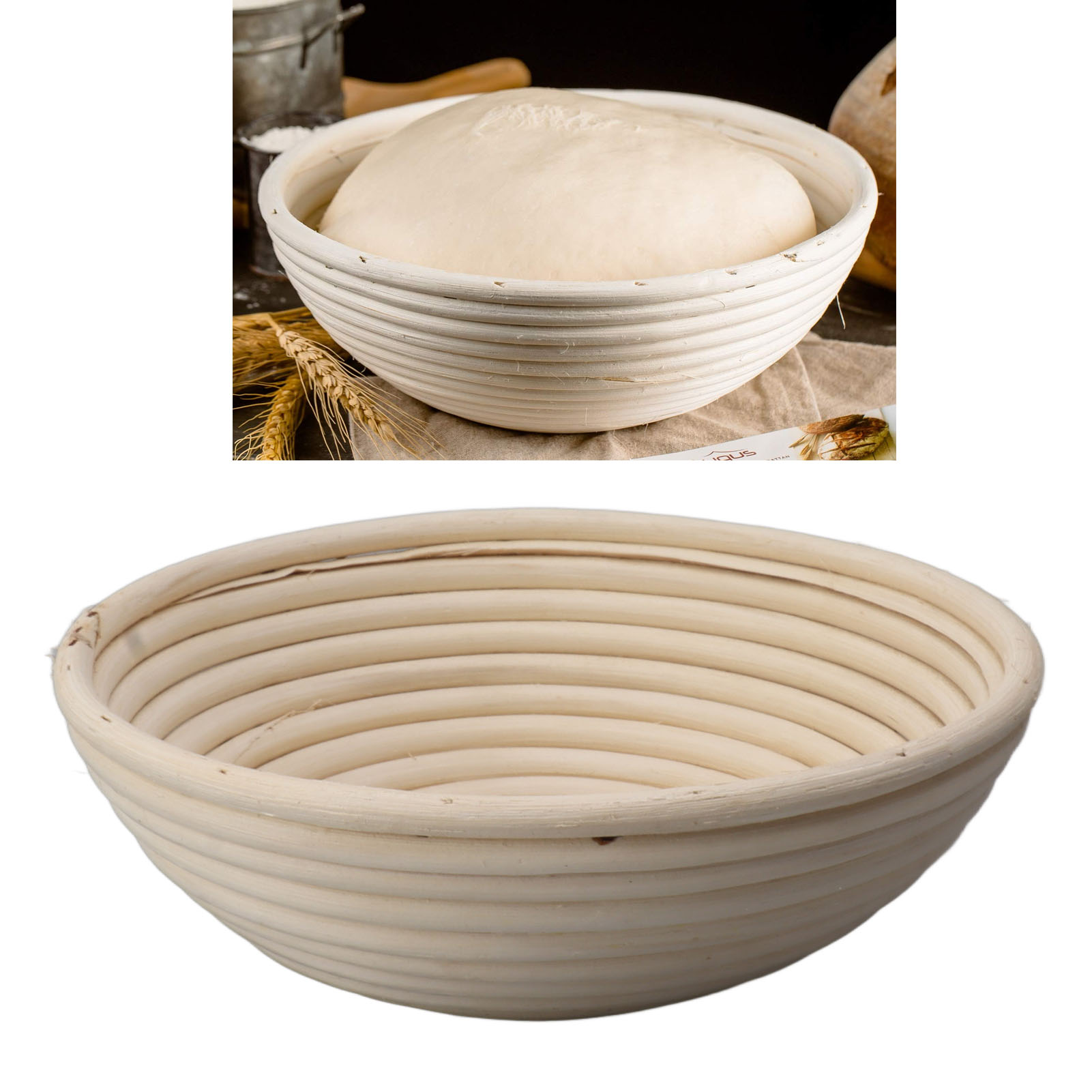 Runde Rattanschale, Kuchenform Im Europäischen Stil, Set Ländlicher Gärkörbe Für Brot, Durchmesser: 24,5 Cm