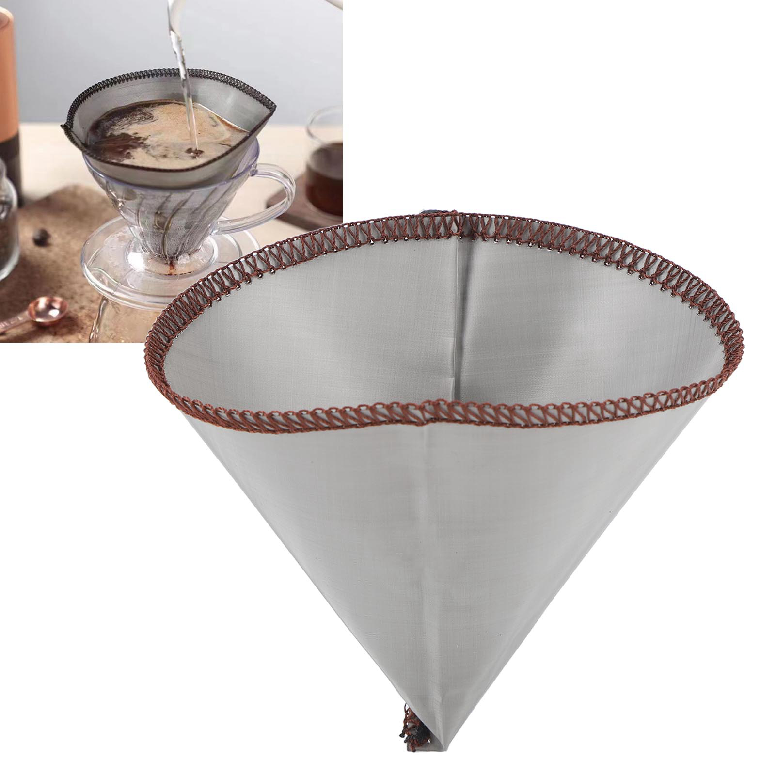Feiner Kaffeefilter Aus Edelstahl 304 Für Langsames Brühen, Papierloser Konischer Filter, Wiederverwendbarer Kaffeefilter, Große Größe (für 3 Bis 4 Personen)