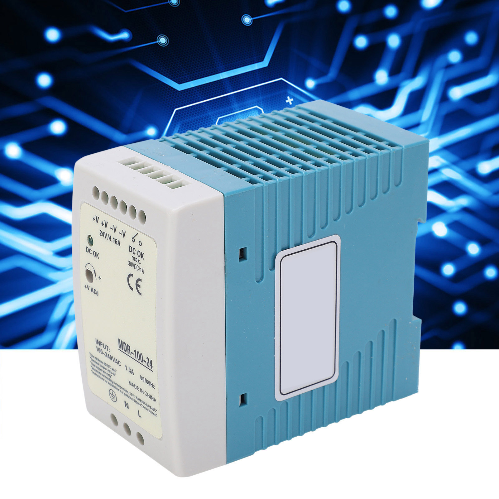 Berm@mdr-100-24 Schaltnetzteil: 100w/24v/1,3a Ausgang, Ultradünne Din-schiene, Industriequalität, 100-240v Ac Eingangsspannung.