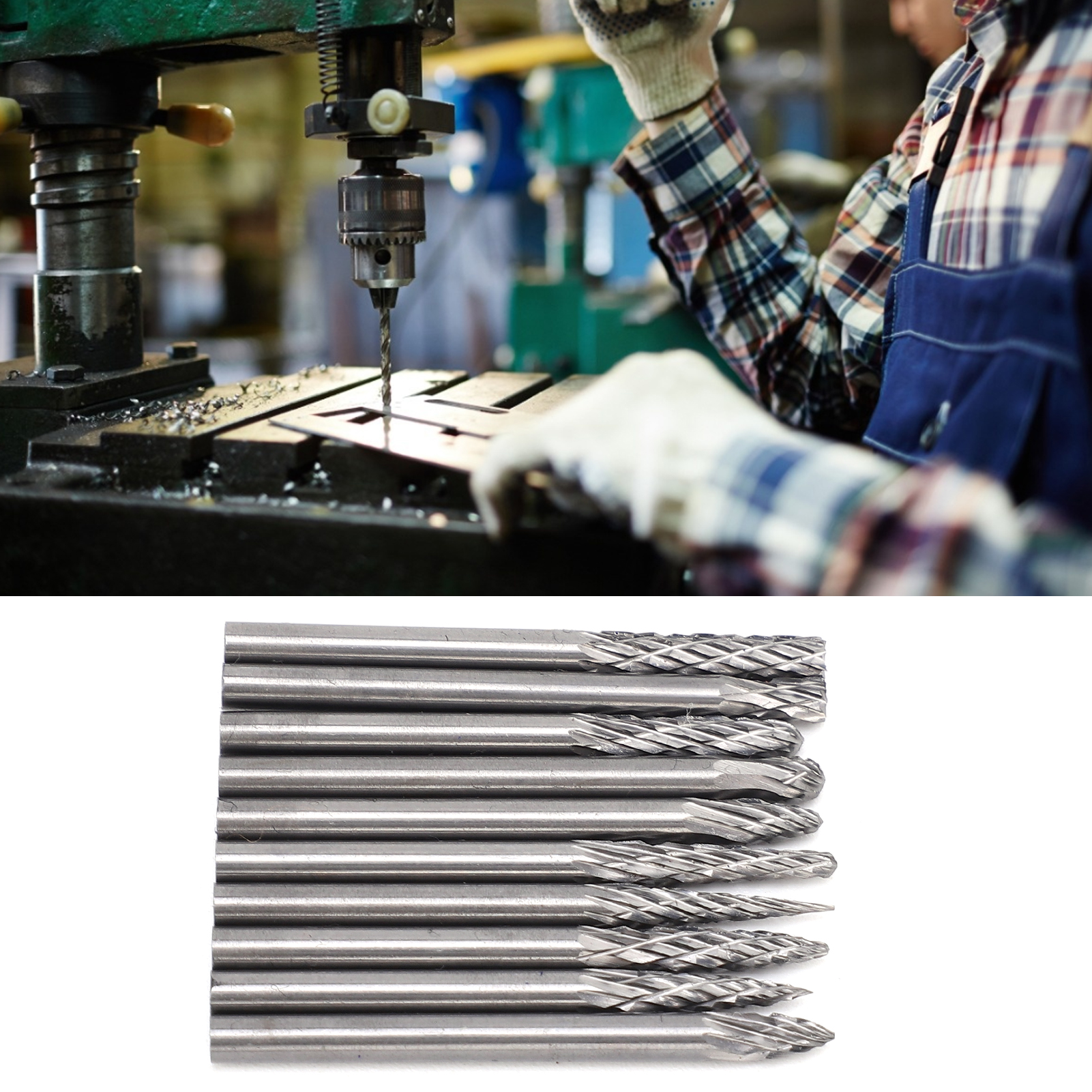 Rotierende Hartmetallfeile, Hartmetall-schleifkopf, Elektroschleifer, Gravierfräser, Elektroschleifkopf, Wurzelfräser, 3x3 Mm Doppelnut-hybridset