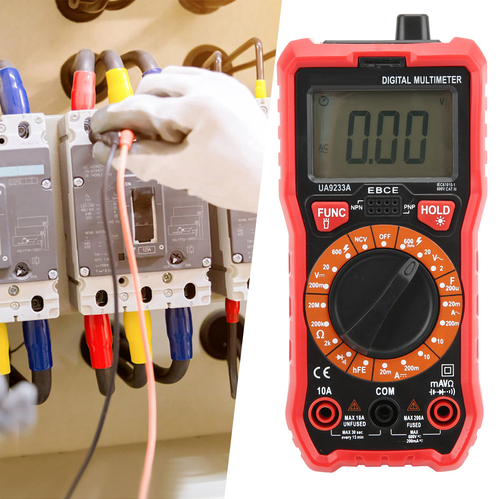 Hochwertiges Schwarzes Mini-multimeter Ua9233a, Digitalanzeige-multimeter Für Stromstärke, Spannung Und Kapazität.