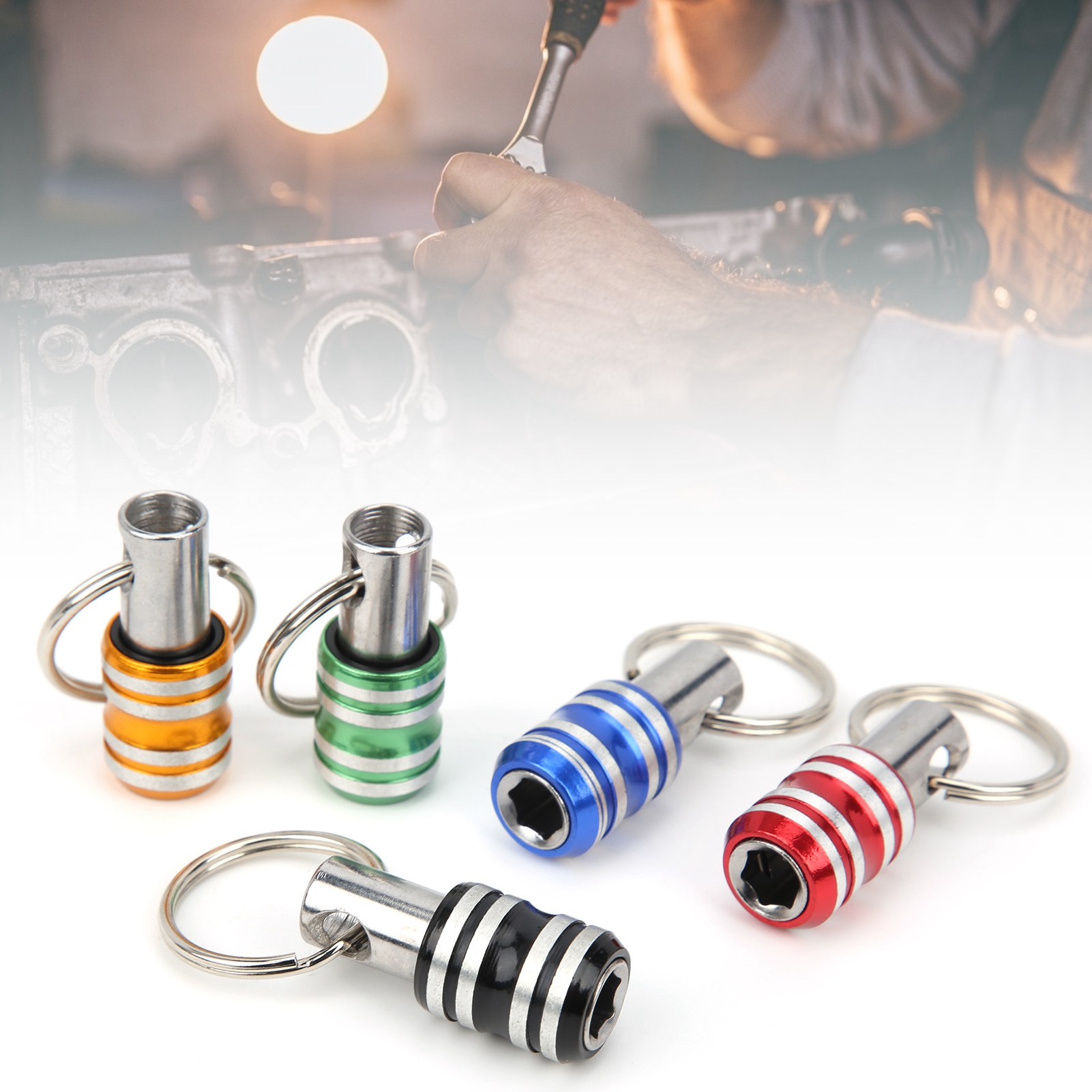 5-teiliger Schlüsselring Aus Aluminiumlegierung, Dreifach Schlitzförmige Verlängerung, 1/4"-schnellwechsel-steckschlüssel, Adapterstange
