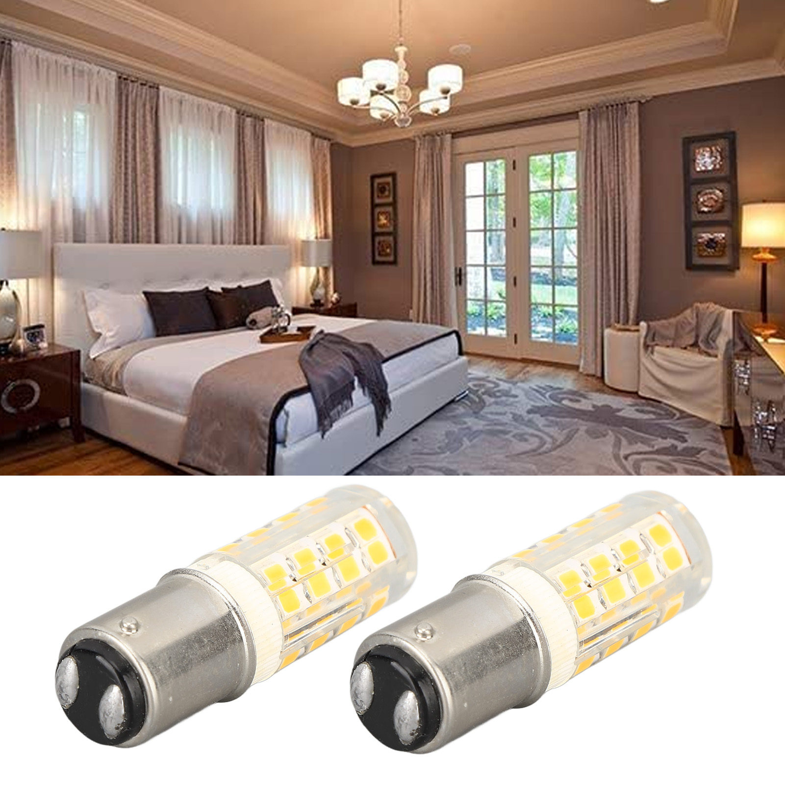Dimmbare Led-lampe Ba15d, Klein Mit Doppelbajonettfassung, 52 Leds, Geeignet Für Nähmaschinen/kühlschränke/herde/dunstabzugshauben/warmweiße Wohnraumbeleuchtung.