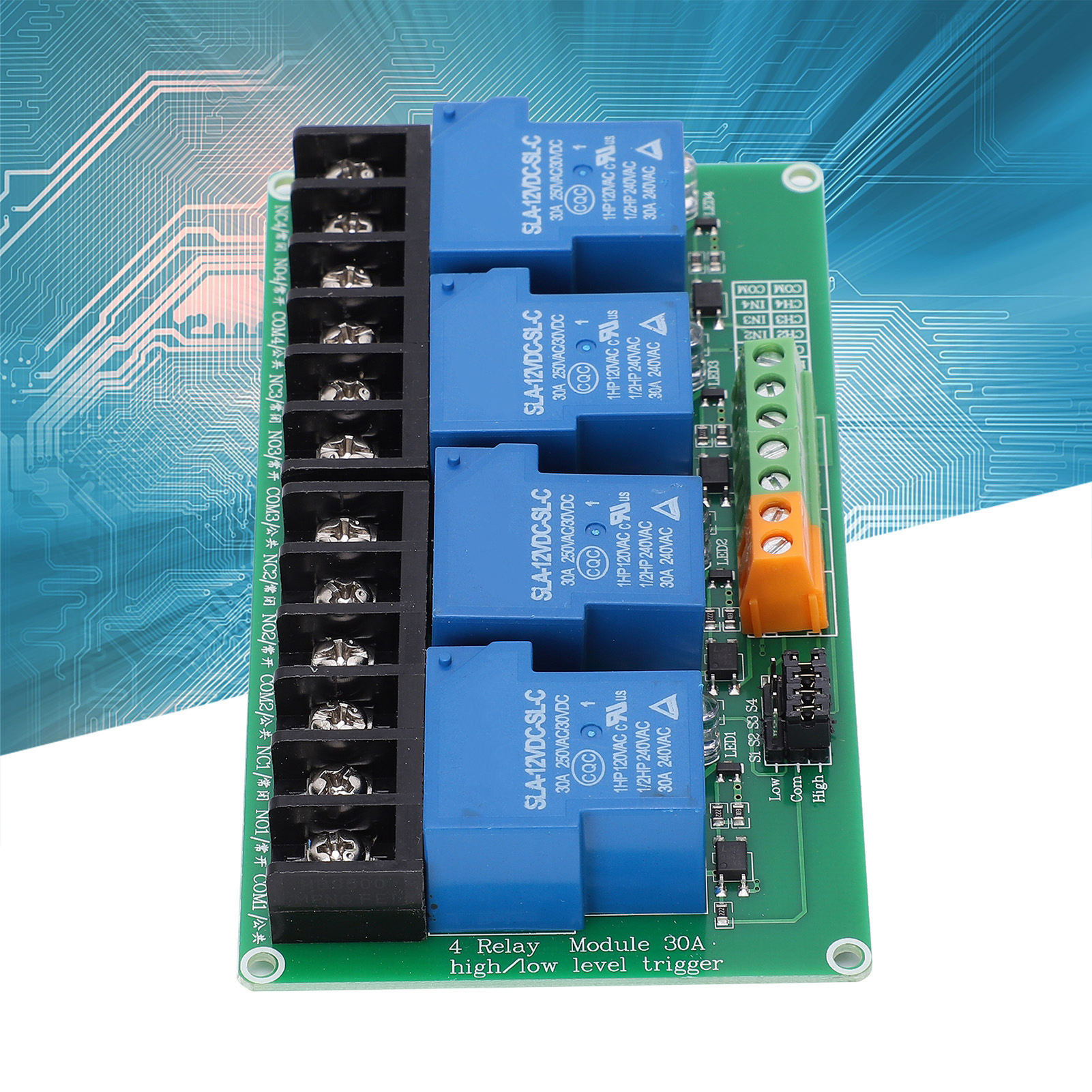 4-kanal-relaismodul, 30 A, High/low-pegel-triggerung, Automatische Sps-steuerung Für Smart Home, 12 V.