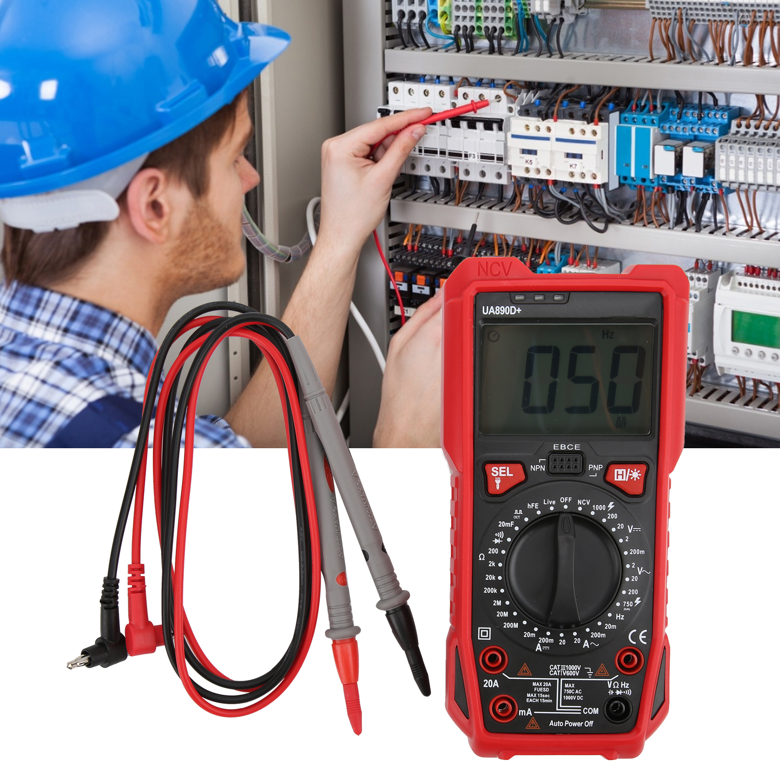 Ua890d+ Tragbares Digitalmultimeter, Multimeter Für Heimwerker, Diodenreparatur Mit Digitaler Anzeige