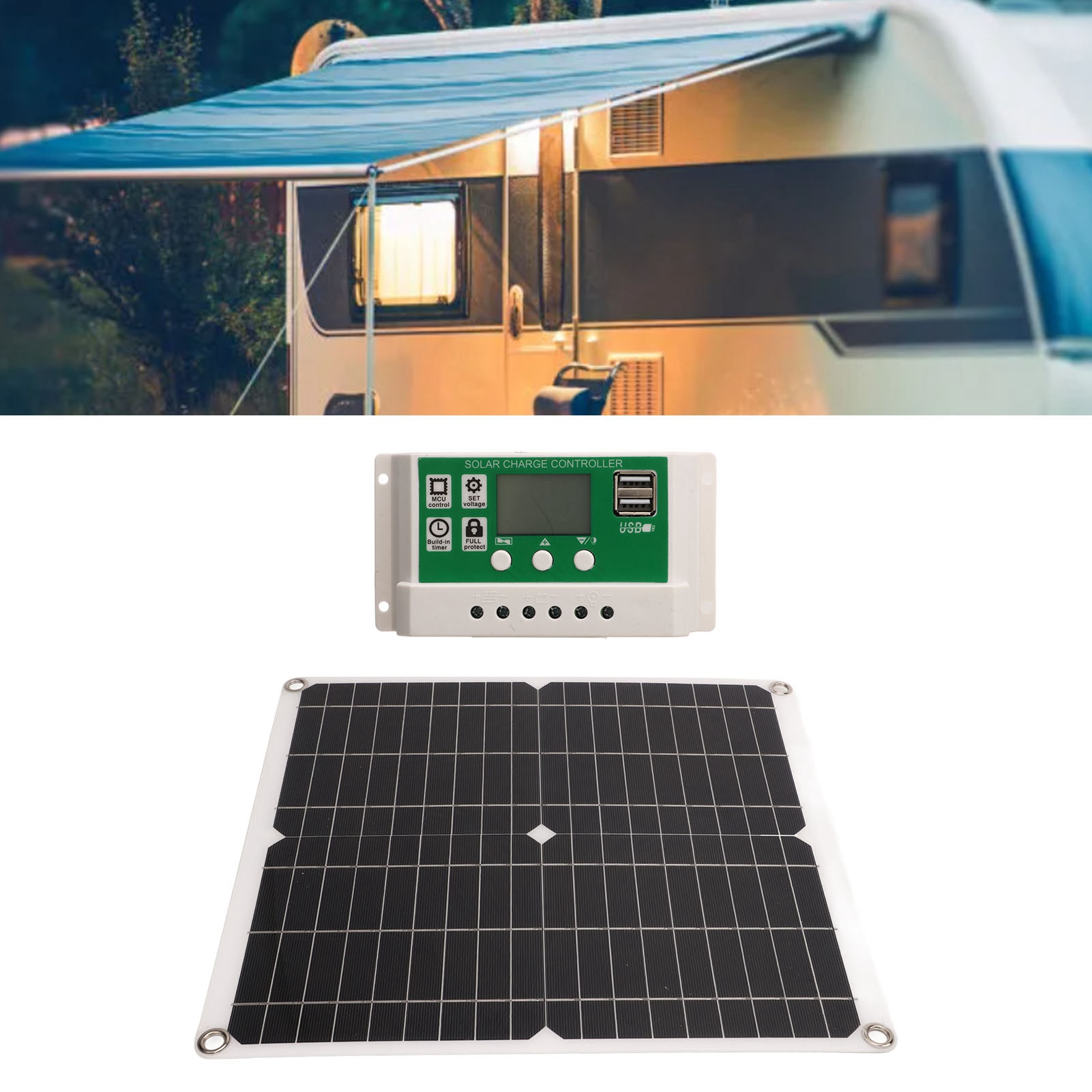 25w Monokristallines Lithium-batterie-controller-kit Für 15v Solarmodule Für Wohnmobile Und Boote