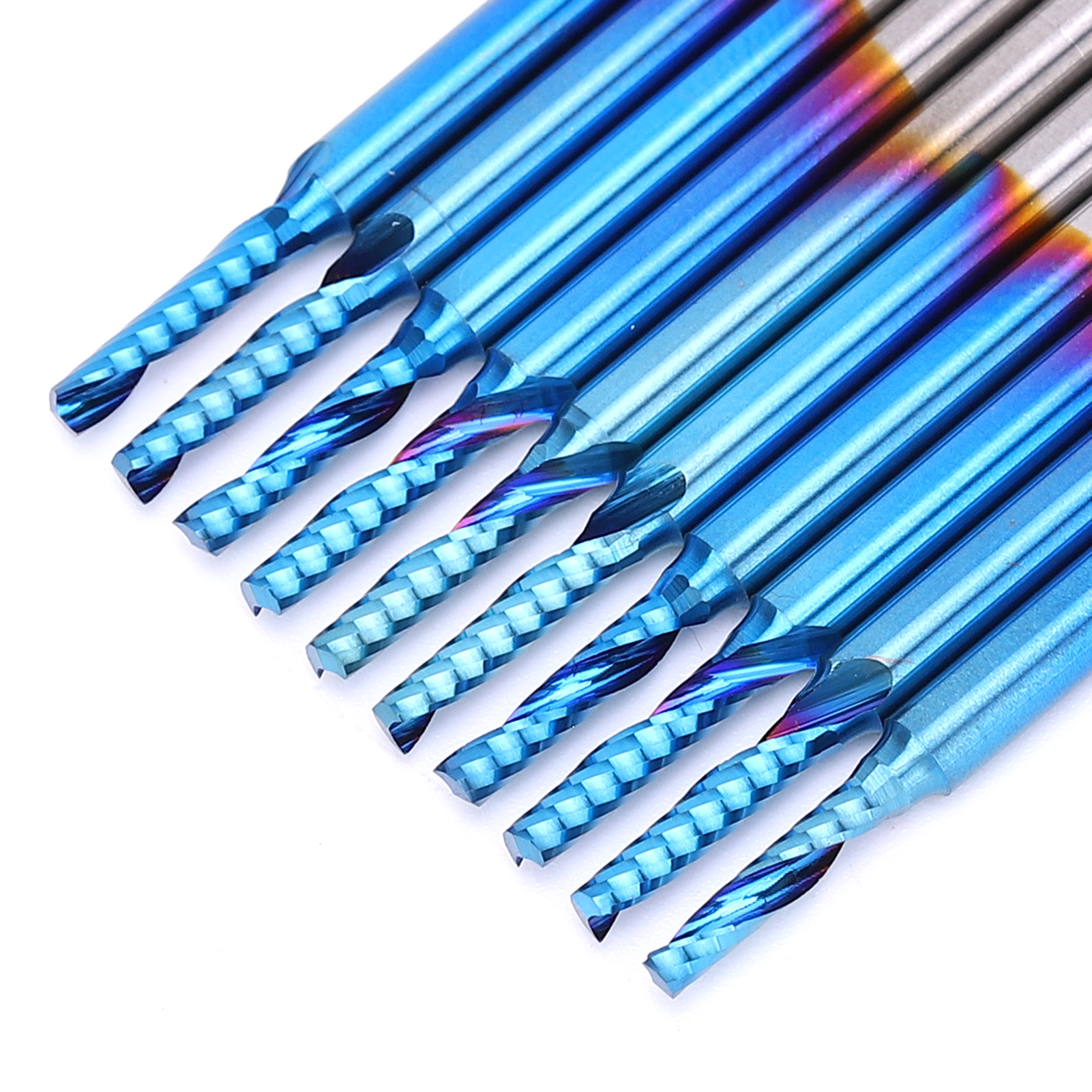 3,175 Mm Spiralfräser Mit Einer Schneide, Blaue Ausführung, 3,175 X 17 Mm