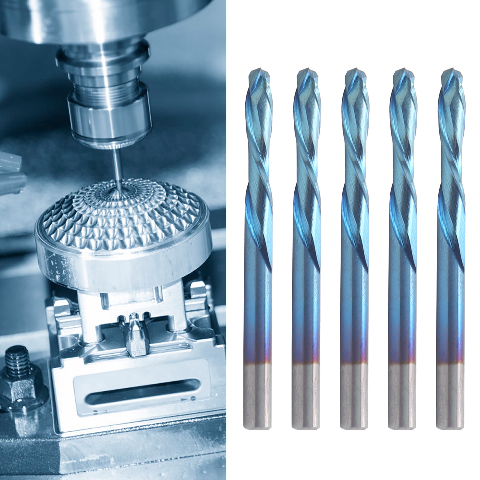 Doppelseitiger Komposit-schaftfräser Mit Nano-blauer Beschichtung, Cnc-schaftfräser 3,1751545 Mm.