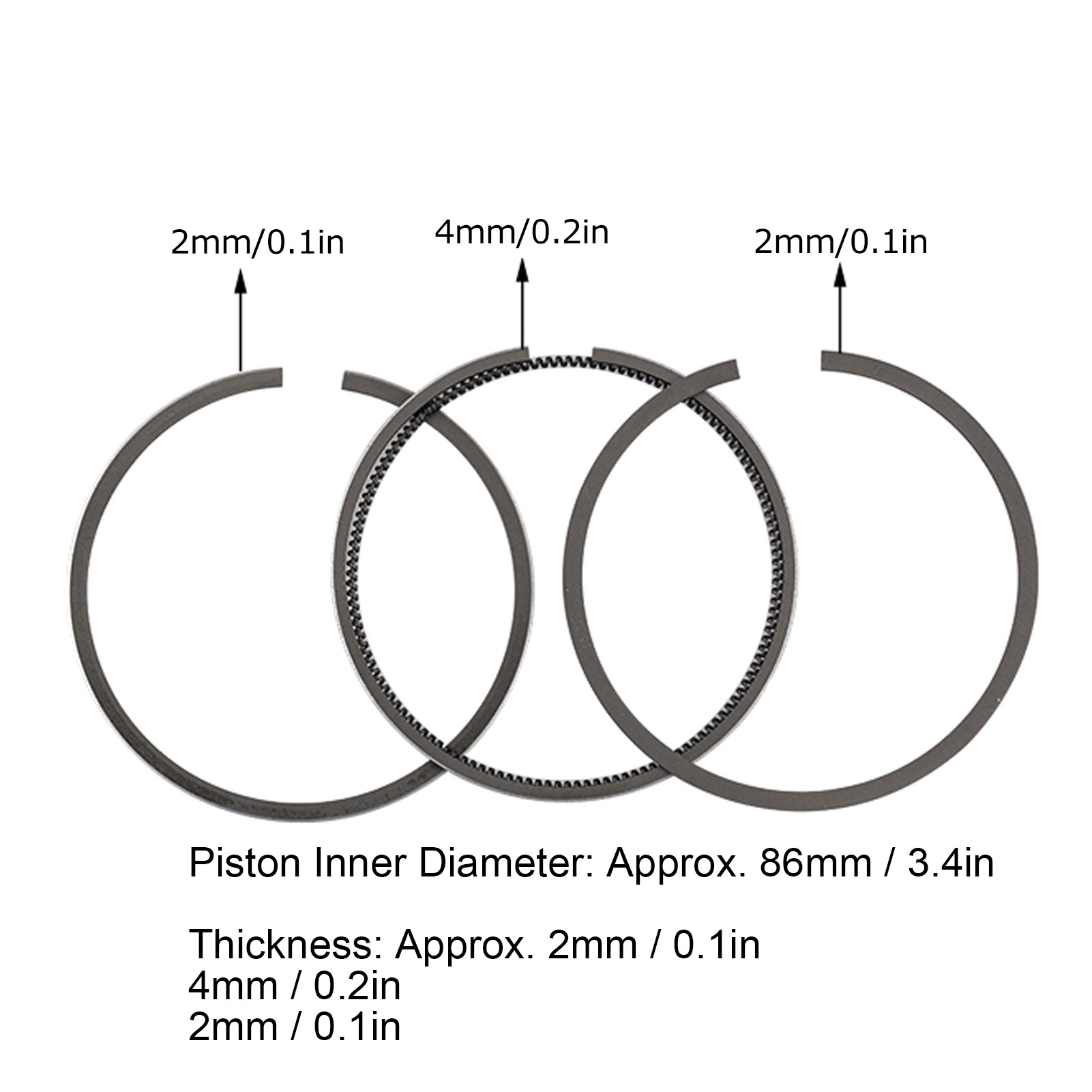 Kolbenringbaugruppe Für Luftgekühlte Dieselgeneratoren 186f Und 186fa 86 Mm Teil Für Mini-motorhacken.