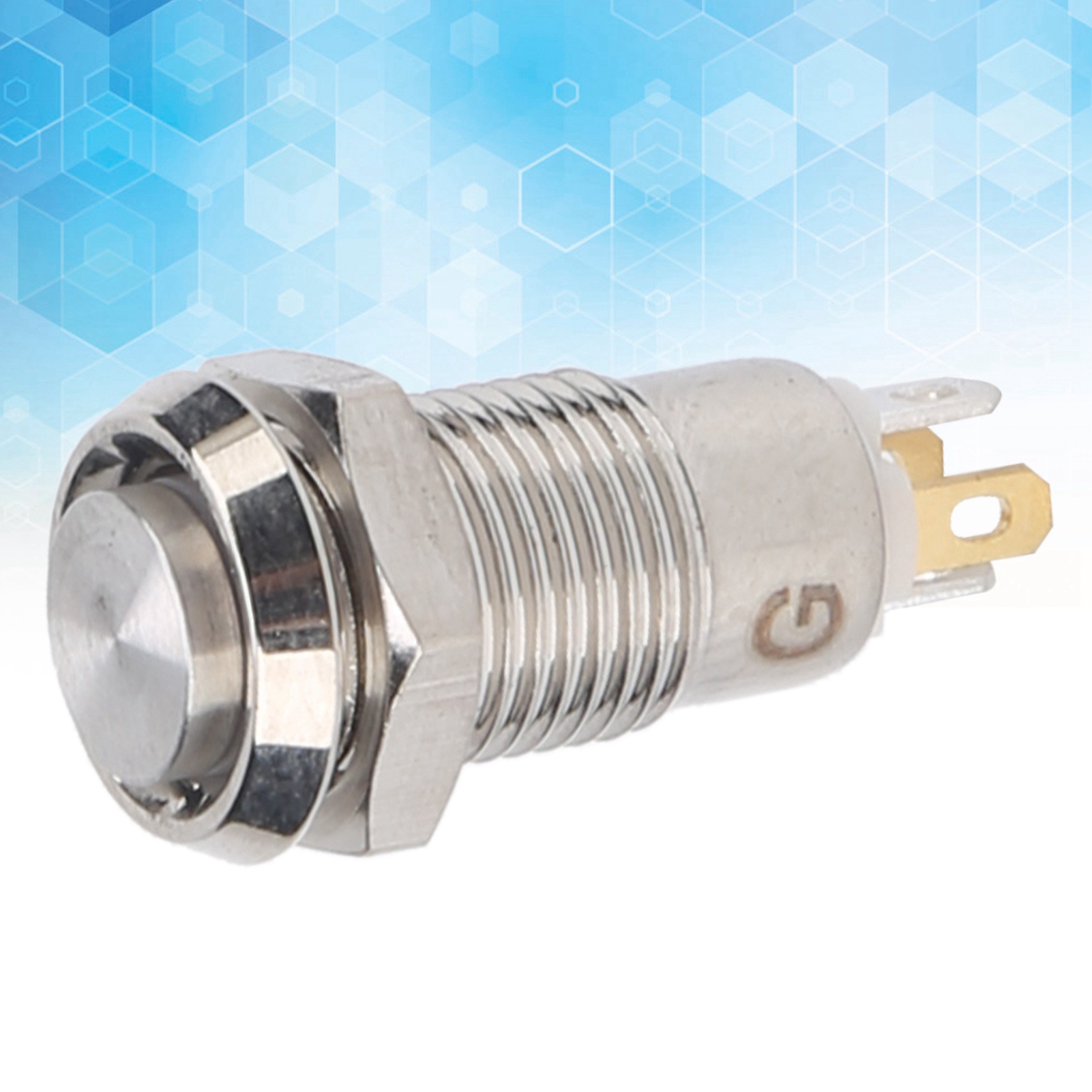 Mm Metall-drucktaster, Hohes Profil, Beleuchtet, Selbstverriegelnd, Miniatur, Wasserdicht, 3 V Blau.